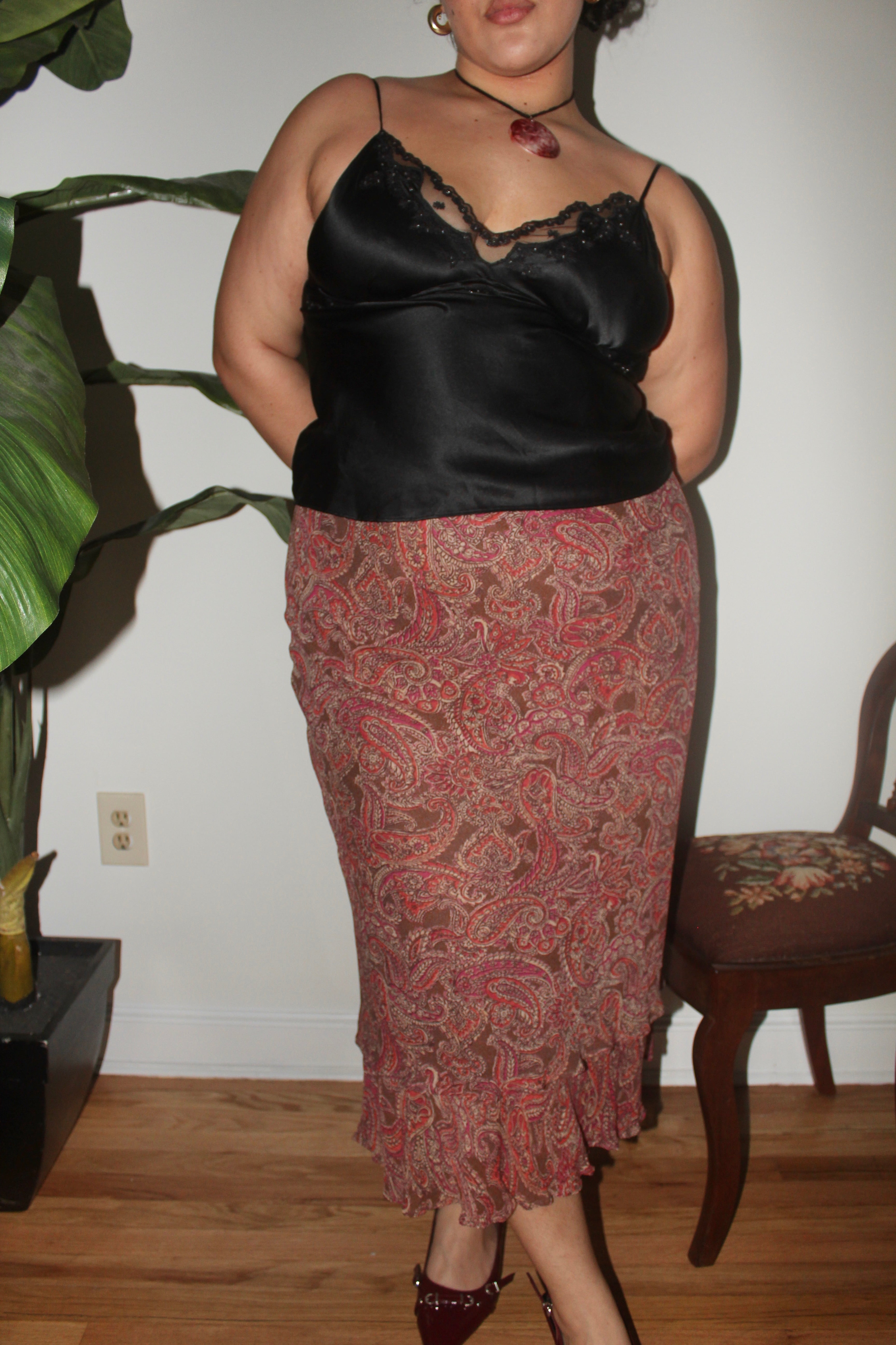 Vintage 90s Lace Slinky Cami (L)