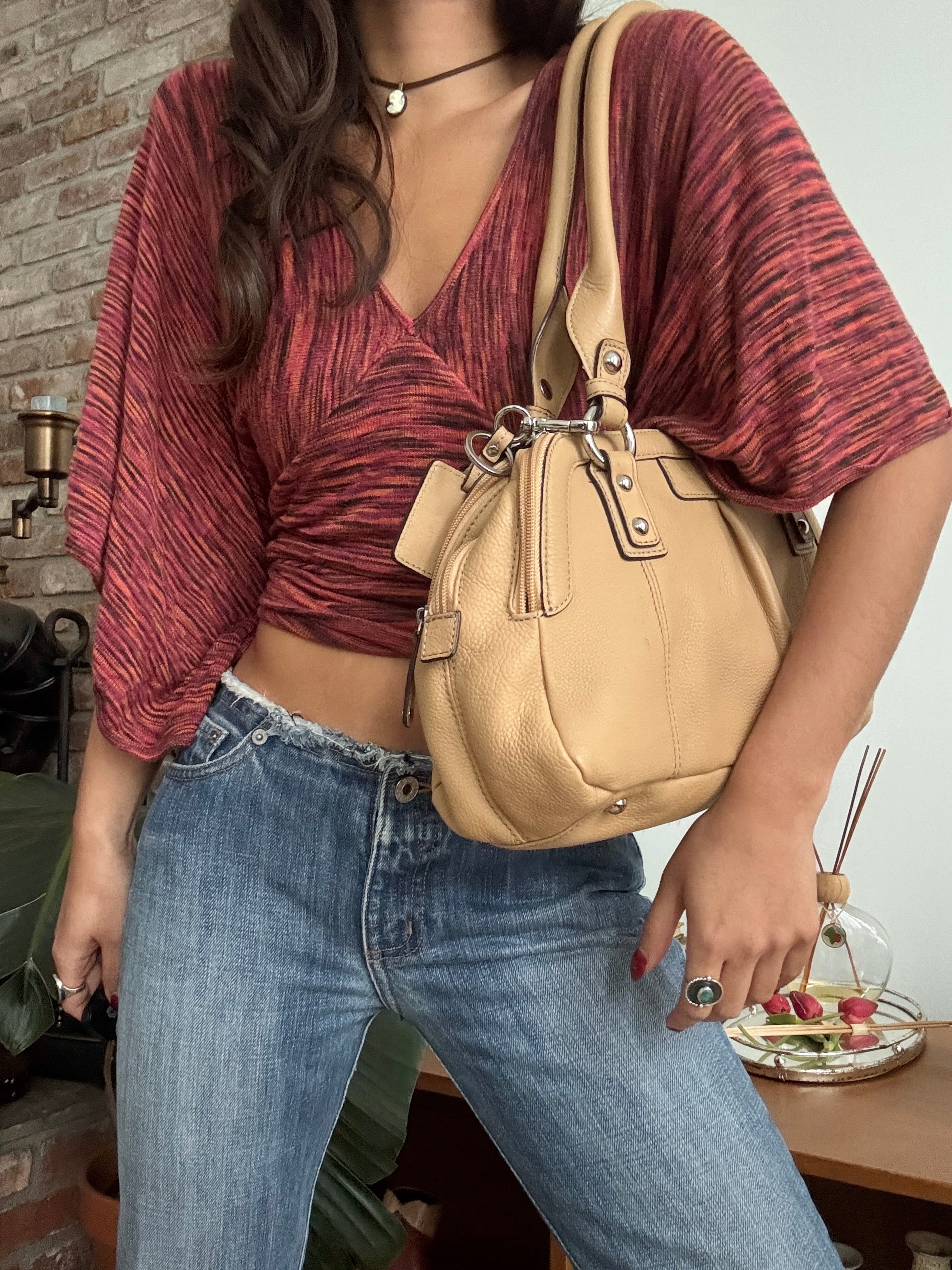 Vintage Y2K Latte Girl Leather Bag