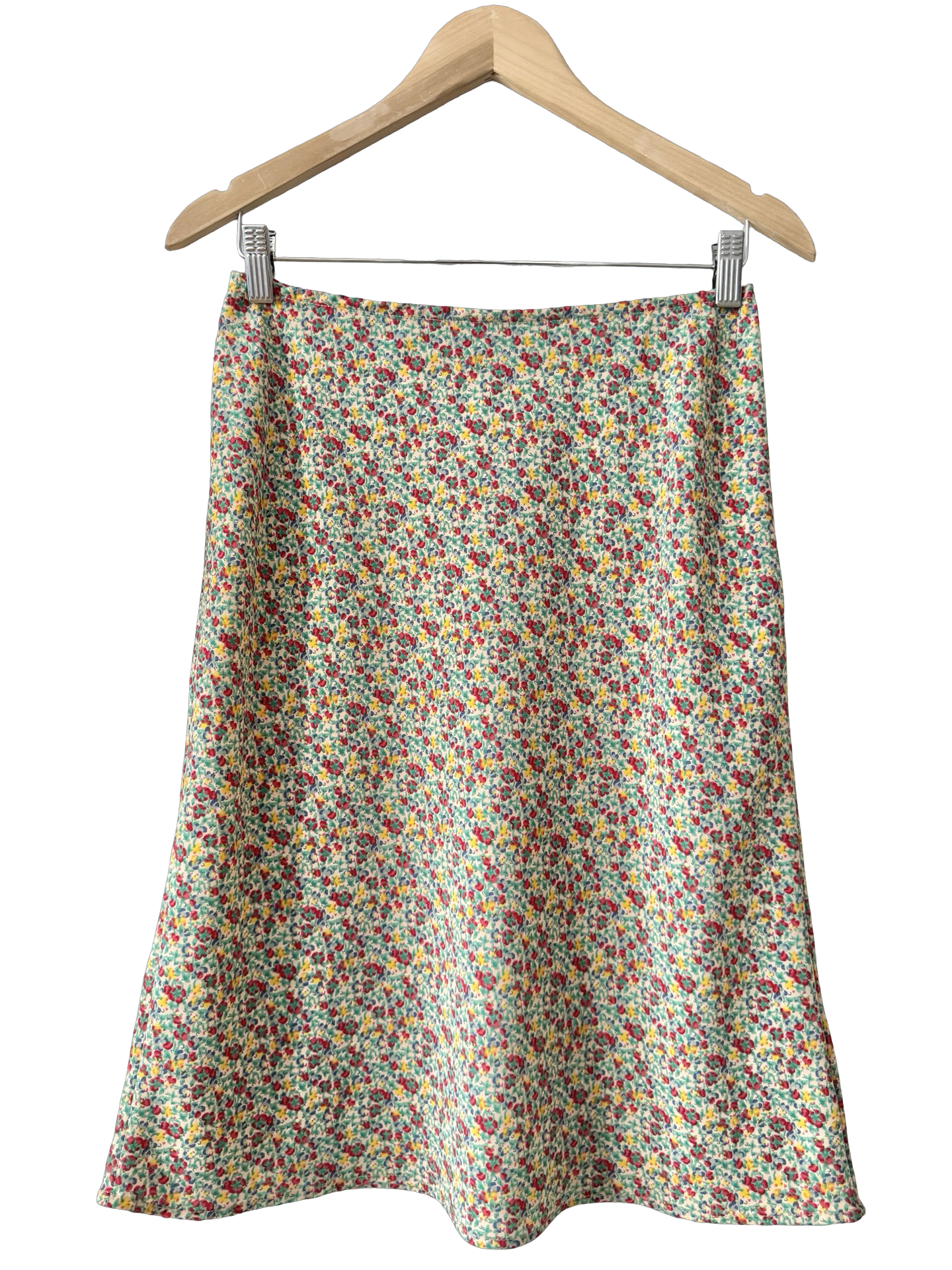 Vintage 90s Watercolor Ditsy Midi Skirt (S)
