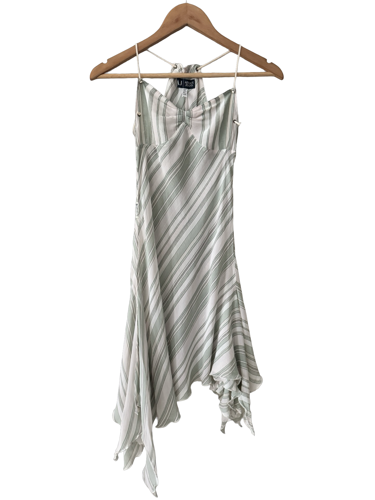 Vintage Y2K Armani Jeans Asymmetrical Striped Dress  (XS/S)