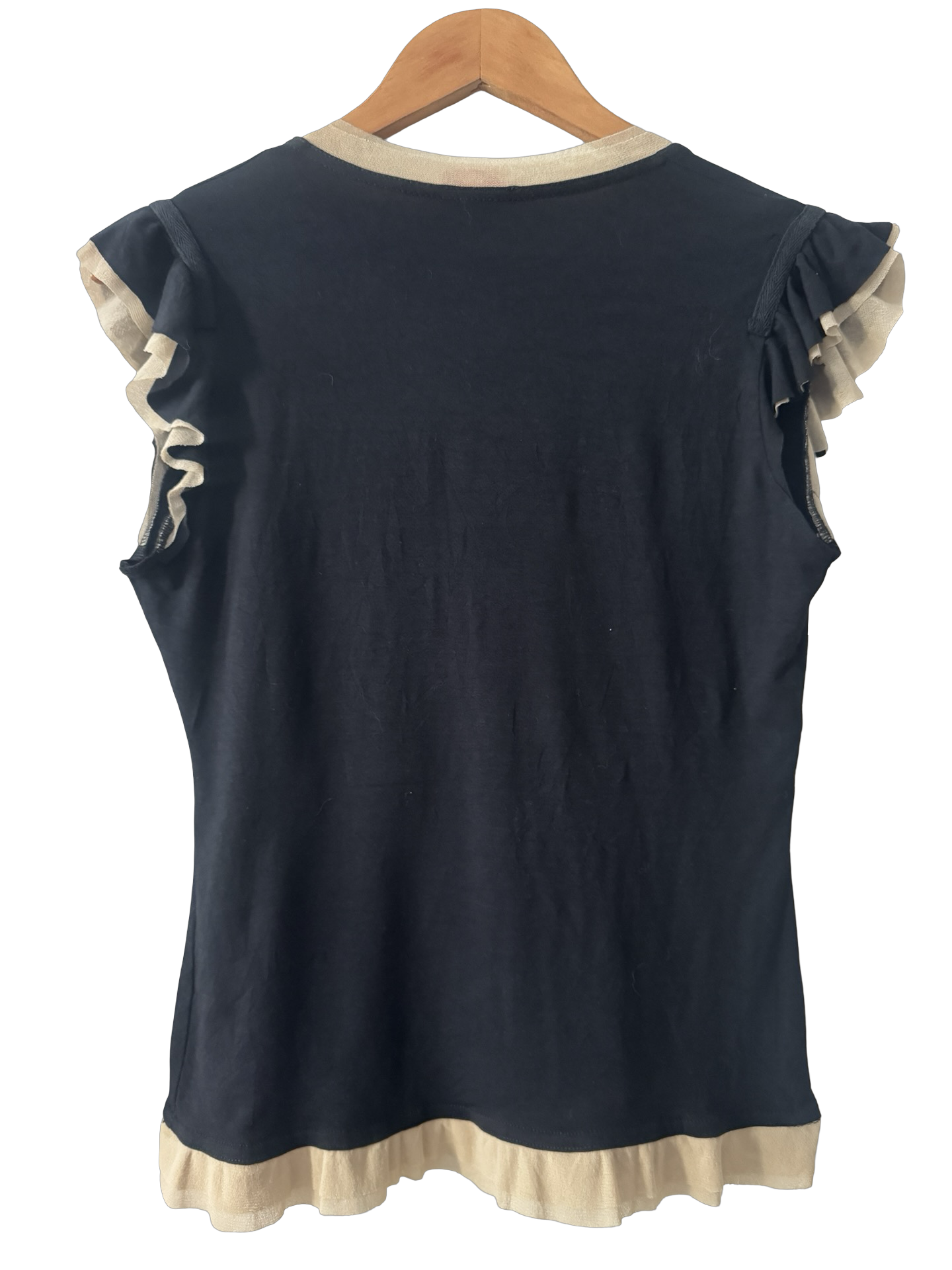 Vintage Y2K Parisian Schoolgirl Ruffle Top (M)