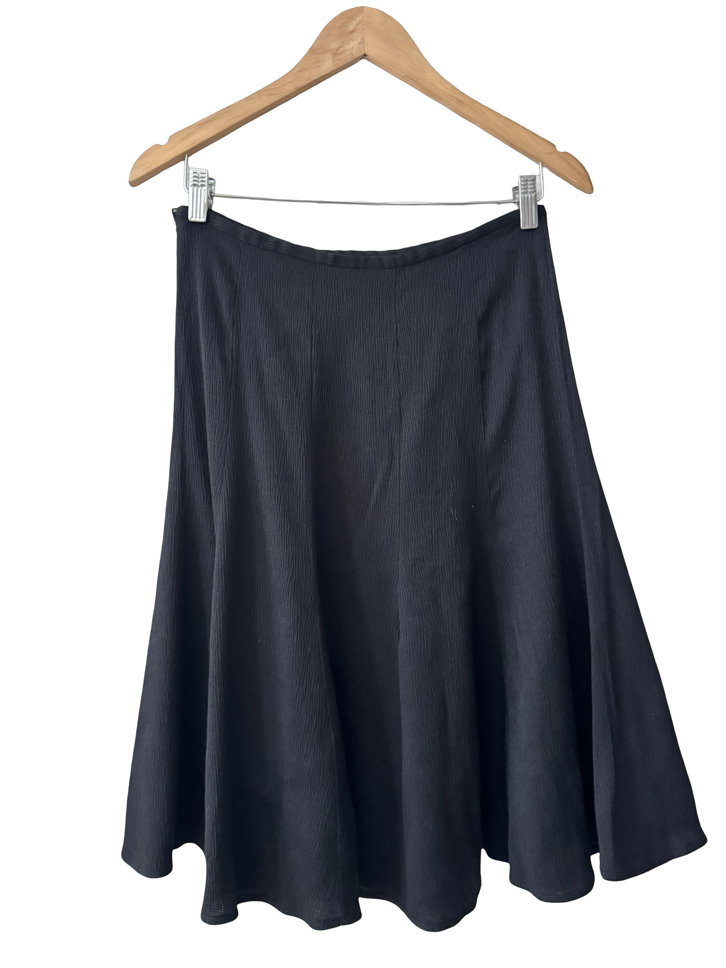 Vintage Retro Black Flowy Midi Skirt (S)