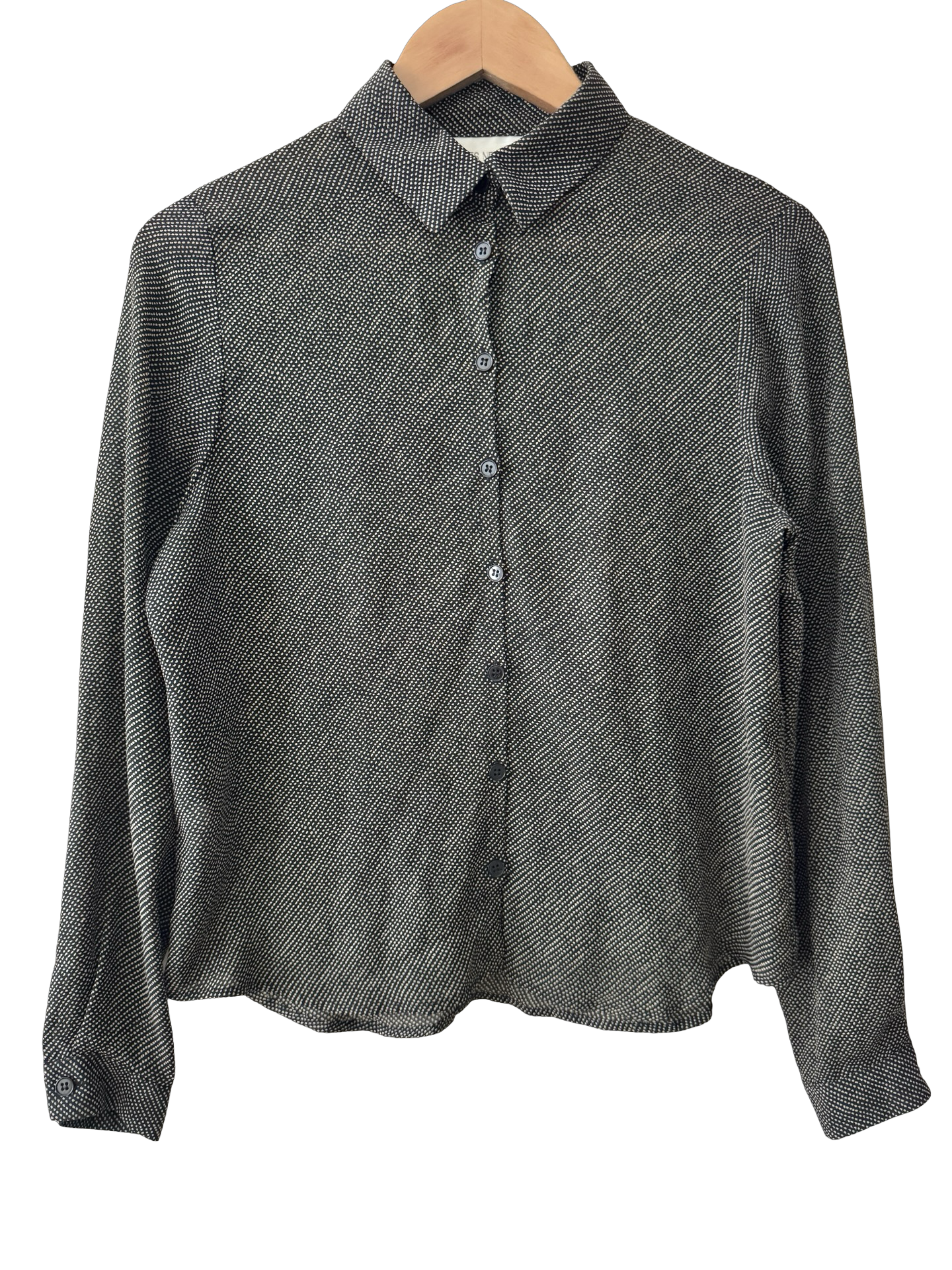 Vintage 90s Tiny Dot Silk Button-Up Blouse (M)