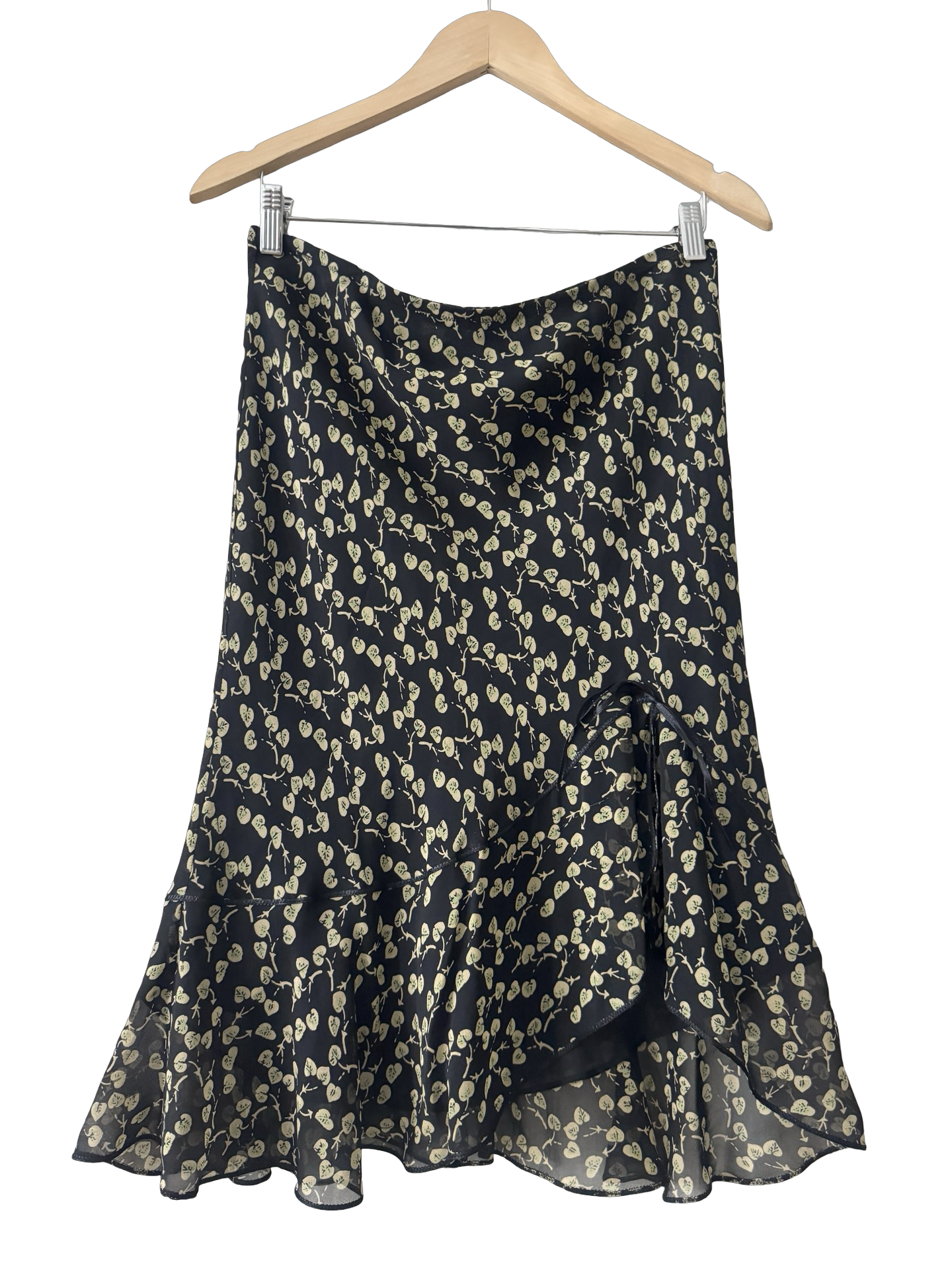Vintage Y2K Silk Floral Midi Skirt (S/M)