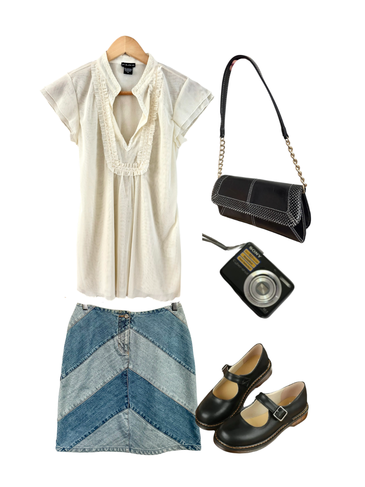 Vintage 90s Sheer Ruffle Cottage Tie Blouse (M)