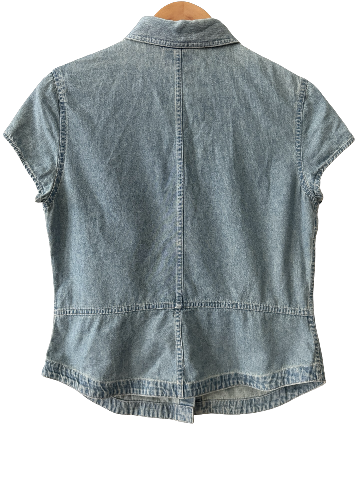 Vintage Y2K Minimal Denim Cap Sleeve Top (M)