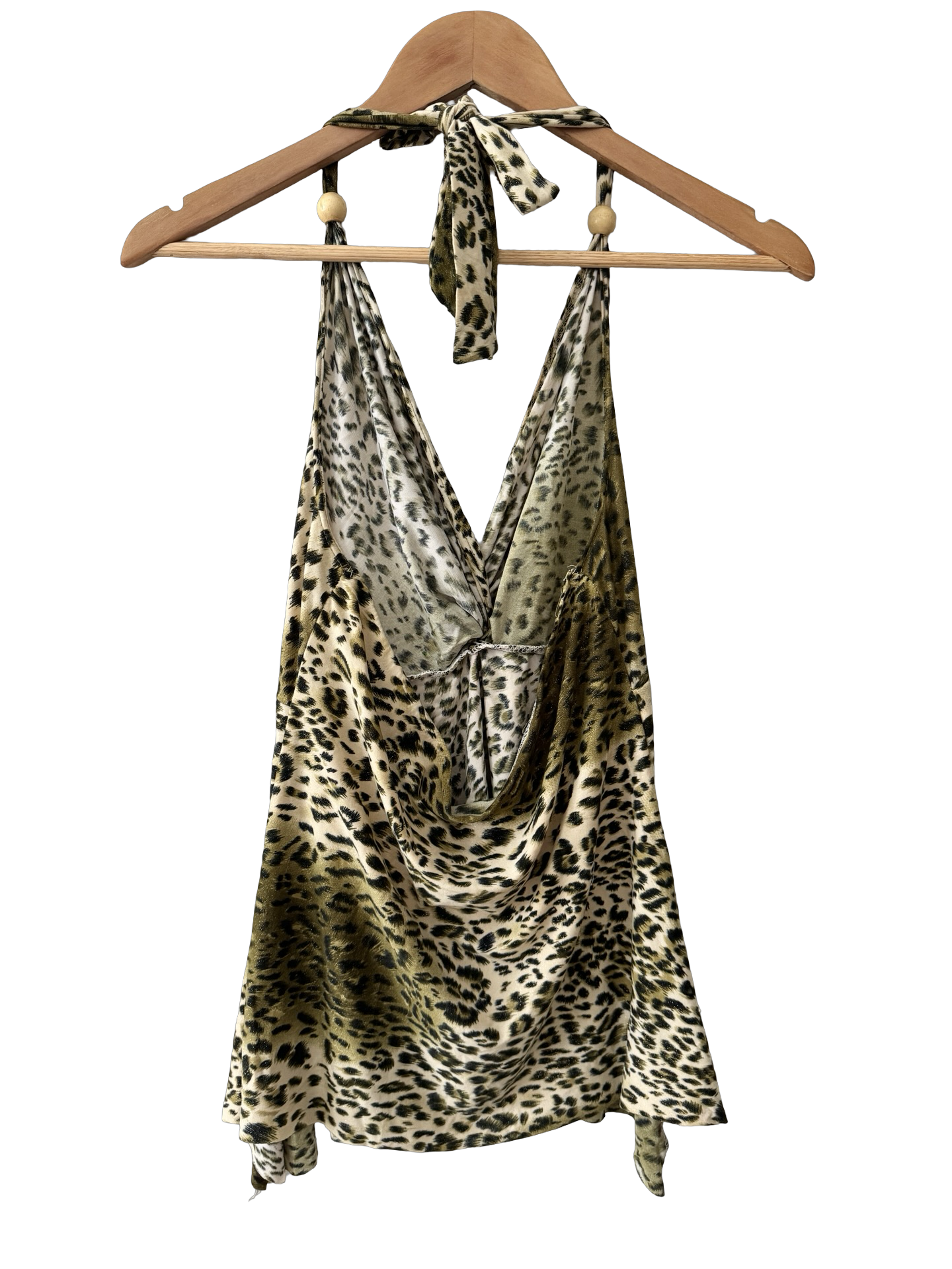 Vintage Y2K Leopard Halter Handkerchief Top (M)