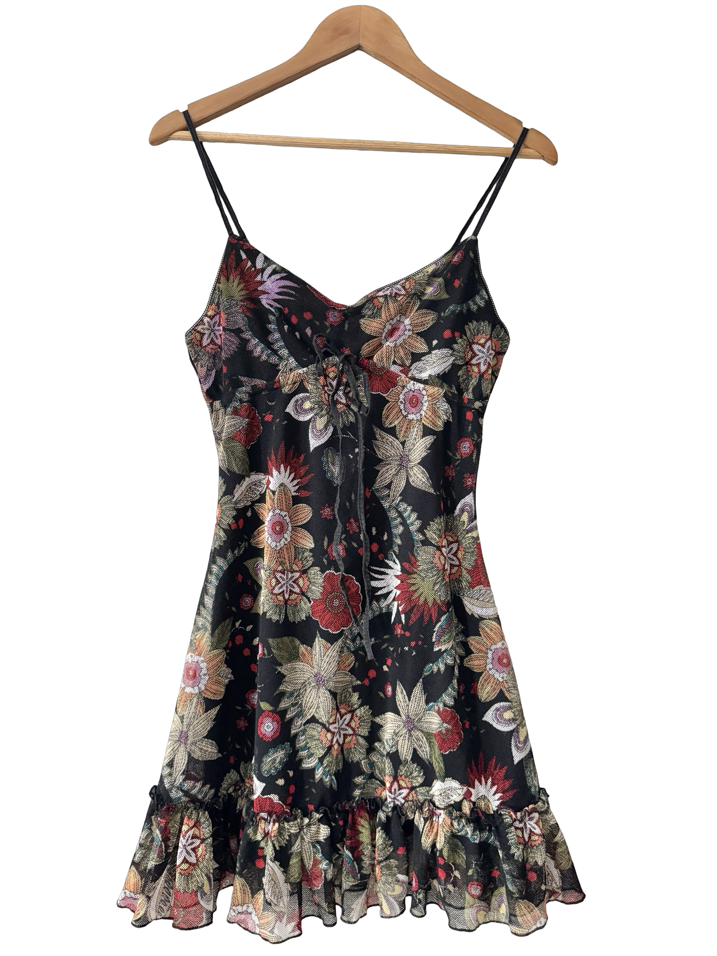 Vintage Y2K Candlelit Florals Mini Dress (M)