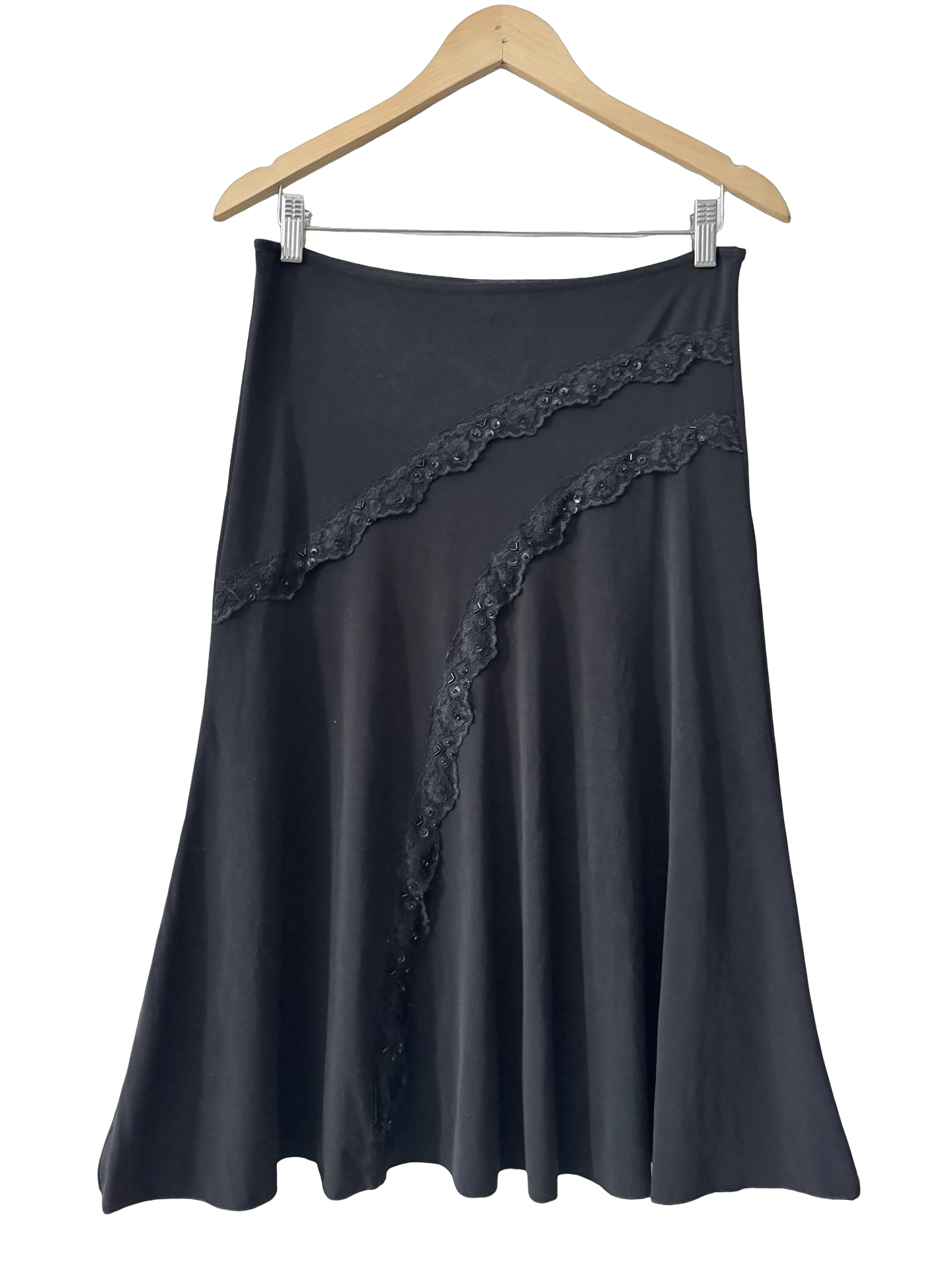 Vintage 90s Parisian Noir Lace Trail Skirt (S/M)