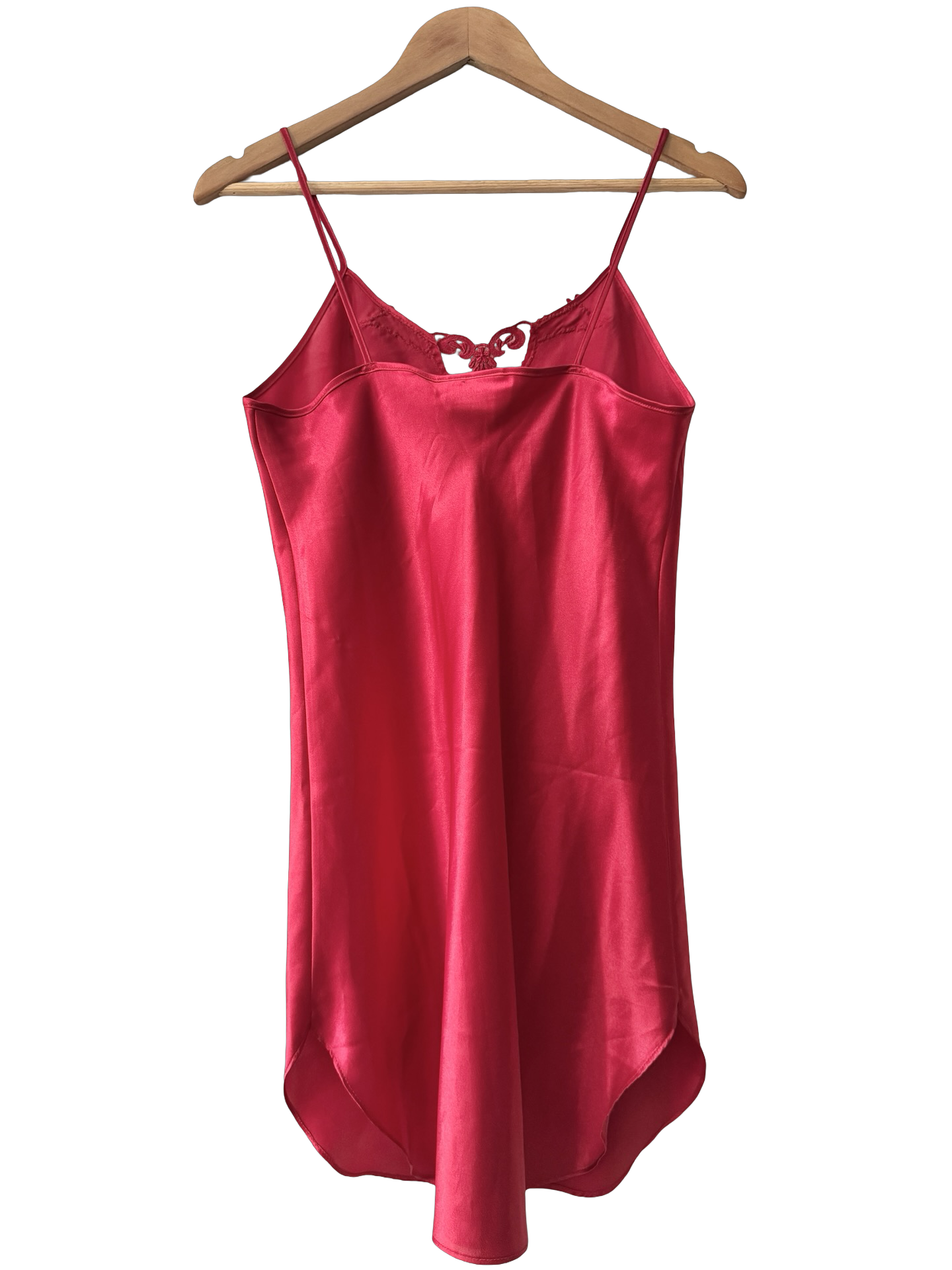 Vintage 90s Dentelle Cherry Red Lace Slip Dress (S/M)