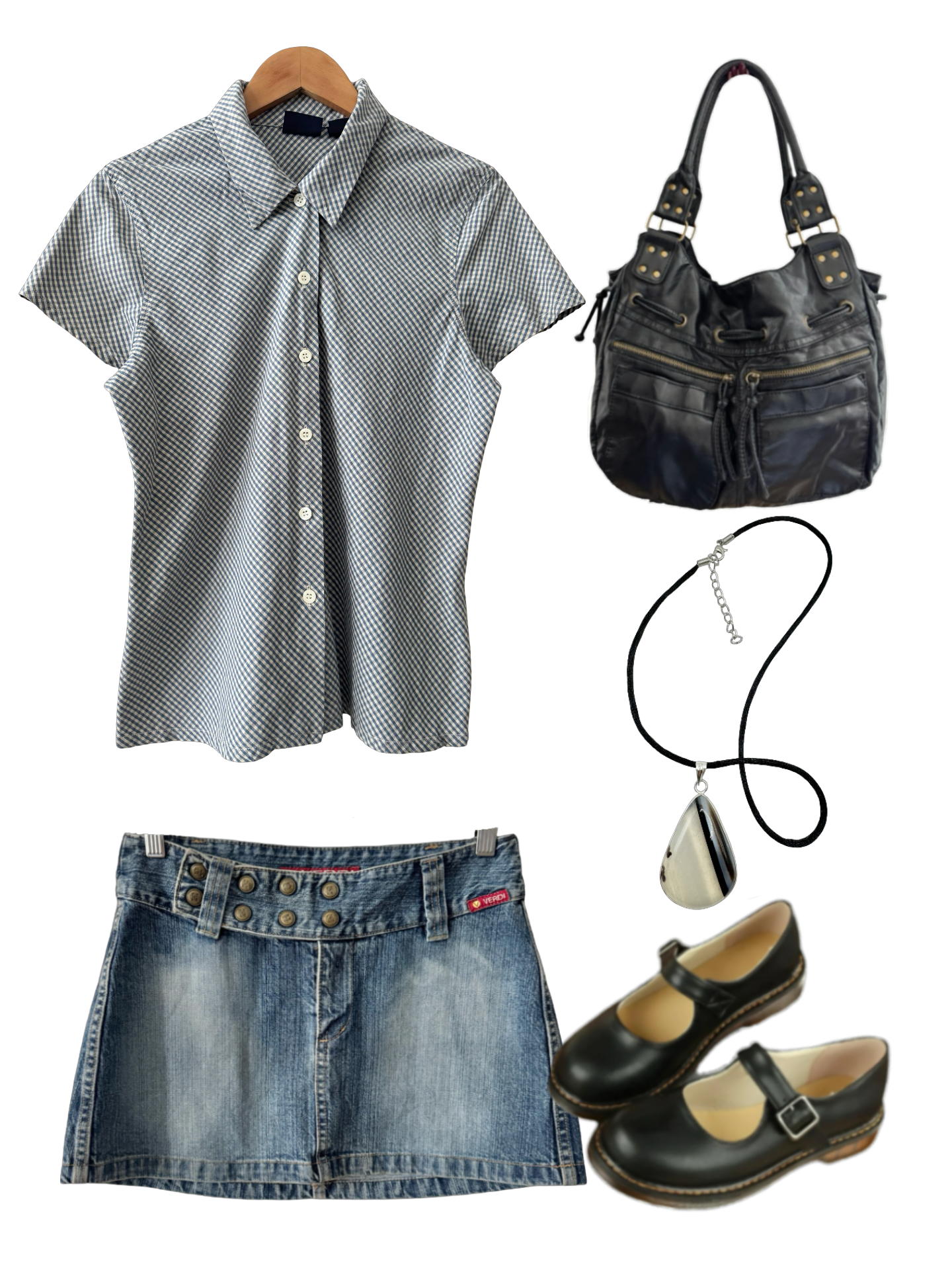 Vintage Y2K Gingham Short Sleeve Button Top