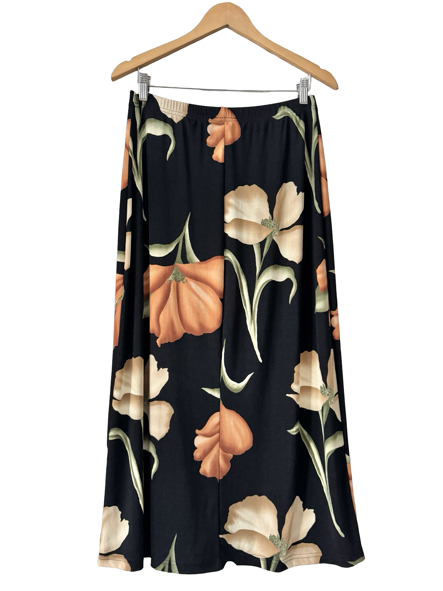 Vintage 90s Poppy Field Floral Midi Skirt (M)