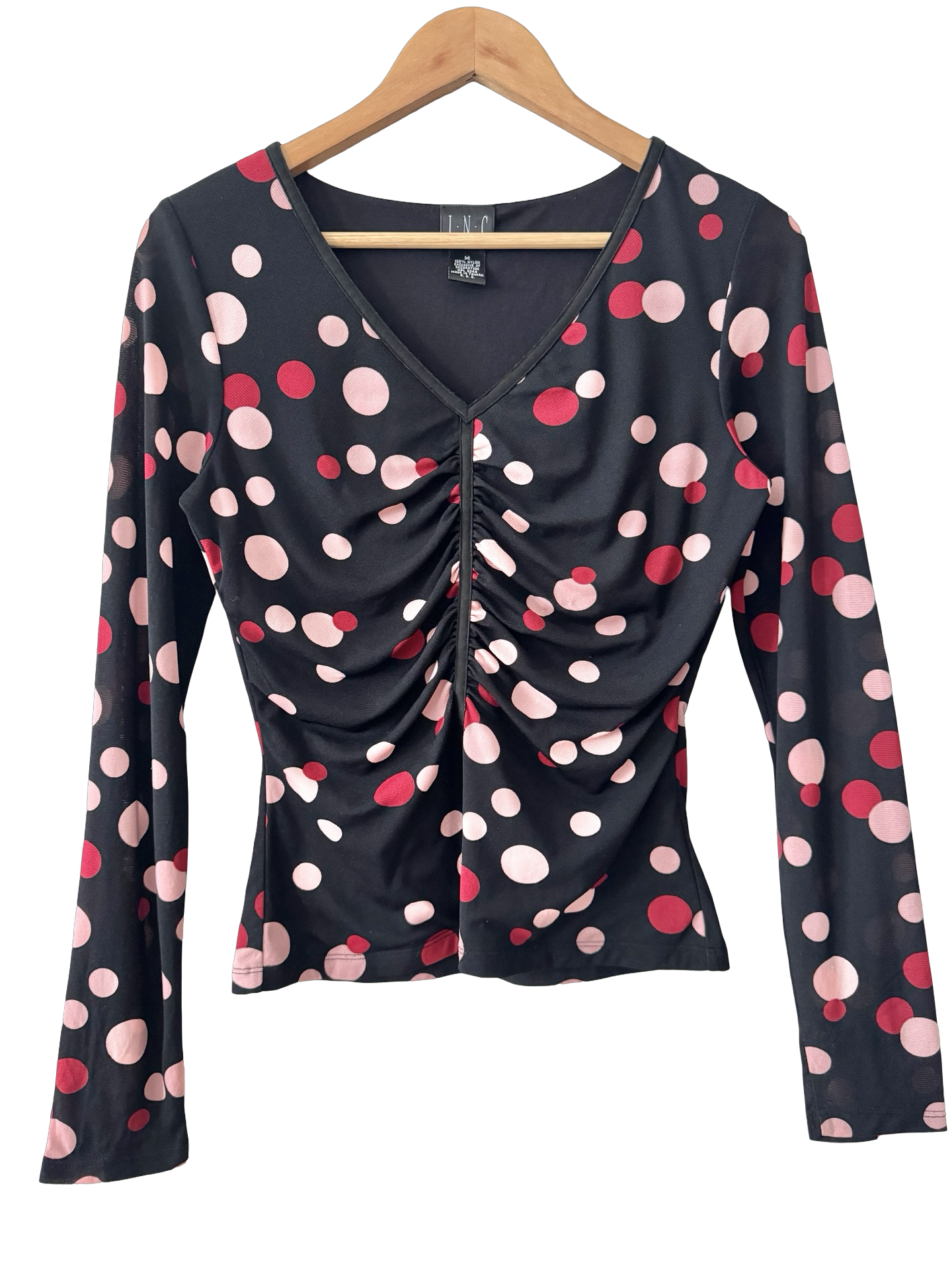 Vintage Y2K Retro Dotted Ruched Top (M)