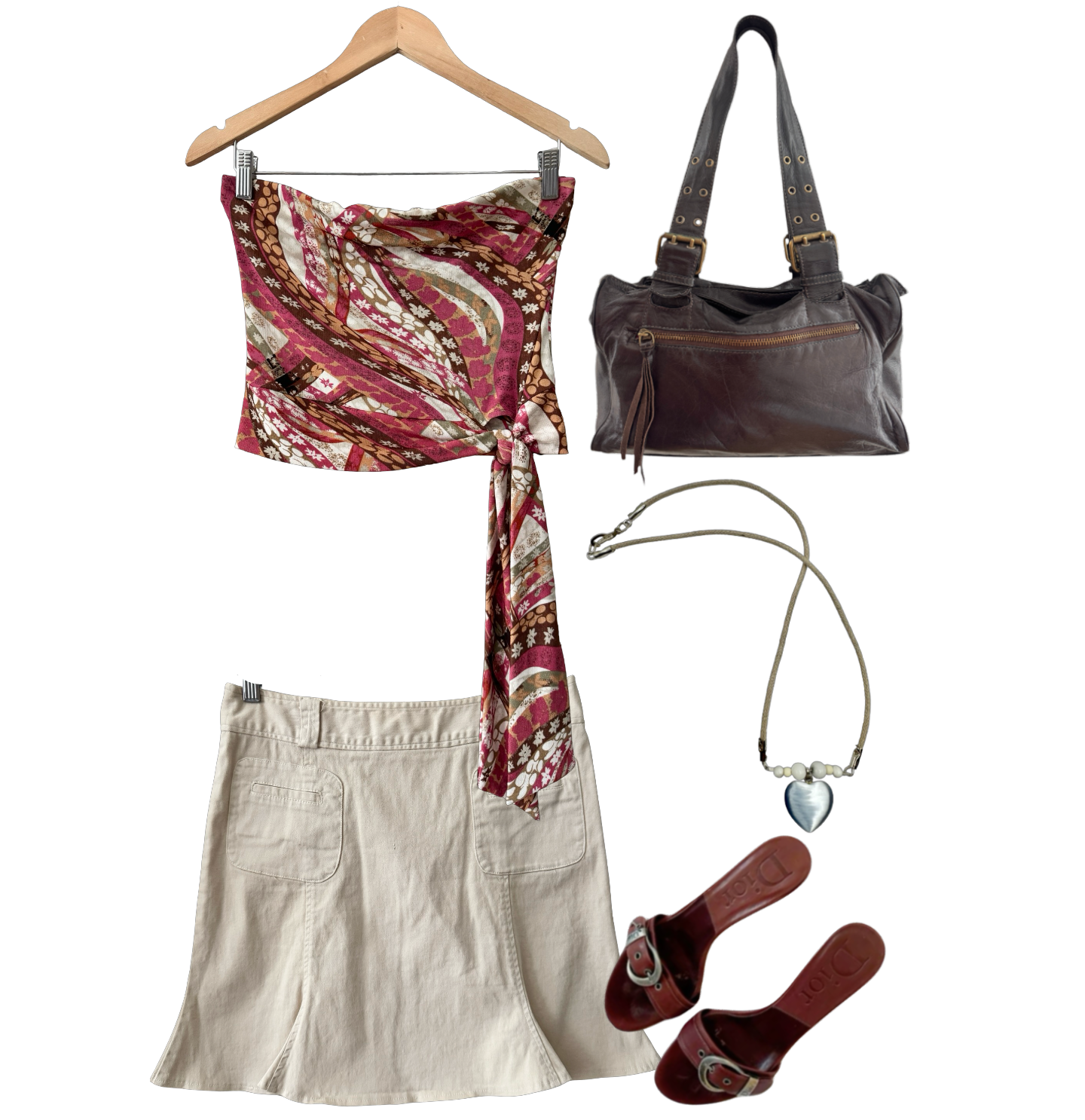 Vintage Y2K Berry Swirl Tie-Wrap Top (S/M)