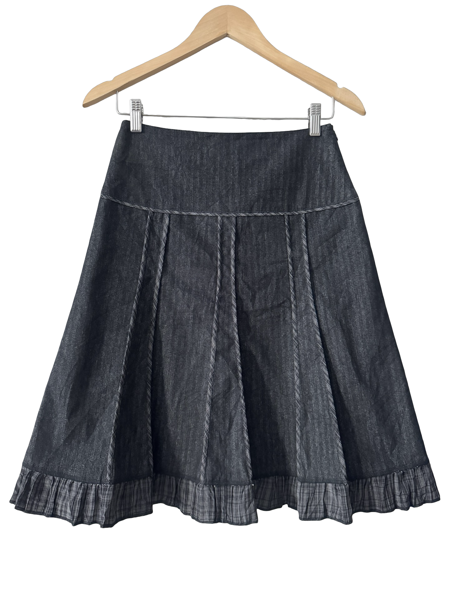 Vintage Y2K Stormy Grey Pleated Ruffle Skirt (XS)