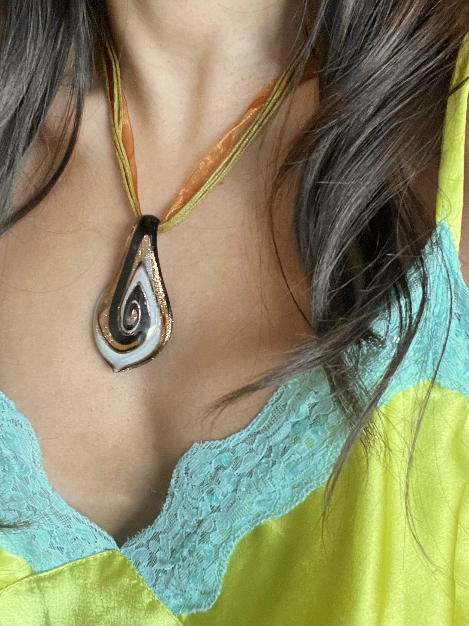 Mixed Cord Swirl Pendant Necklace