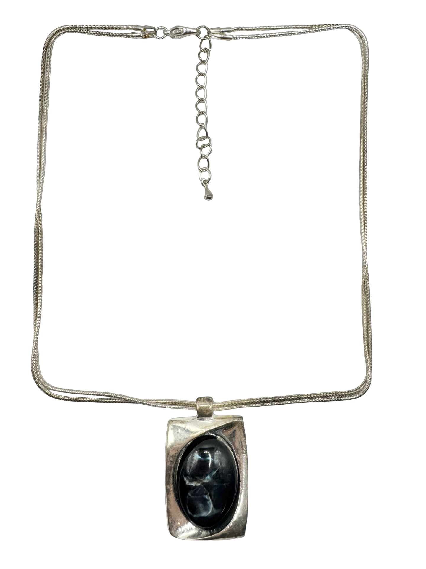 Vintage 90s Onyx Illusion Sculptural Pendant Necklace