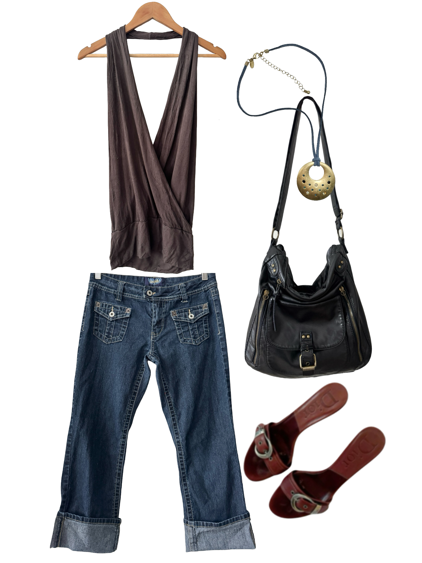 Vintage Y2K Espresso Drape Top (M)