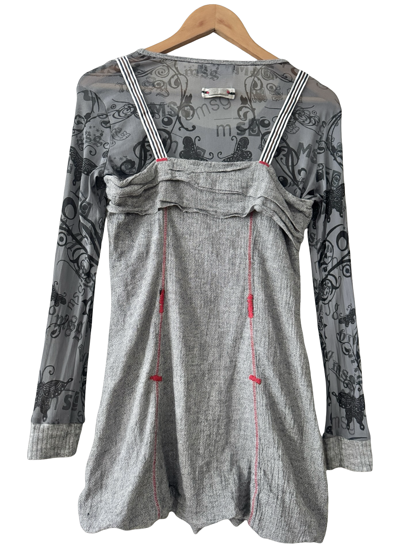 Vintage Y2K Storm Cloud Corset Babydoll Mini Dress (S/M)