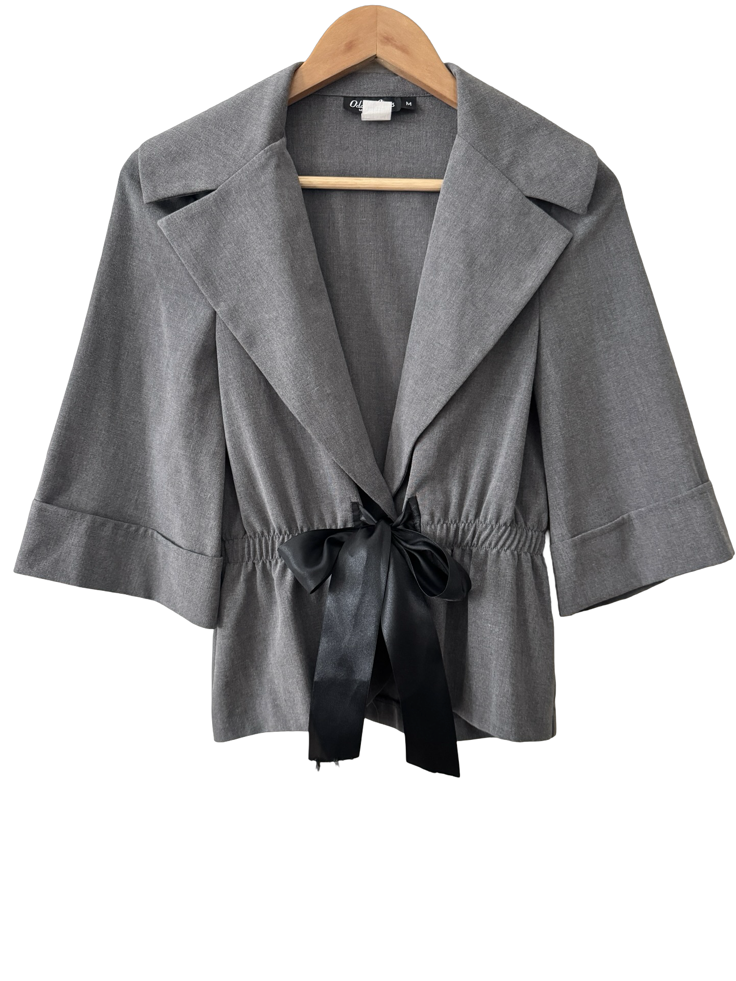 Y2K Charcoal Tie-Front Cropped Blazer (M)