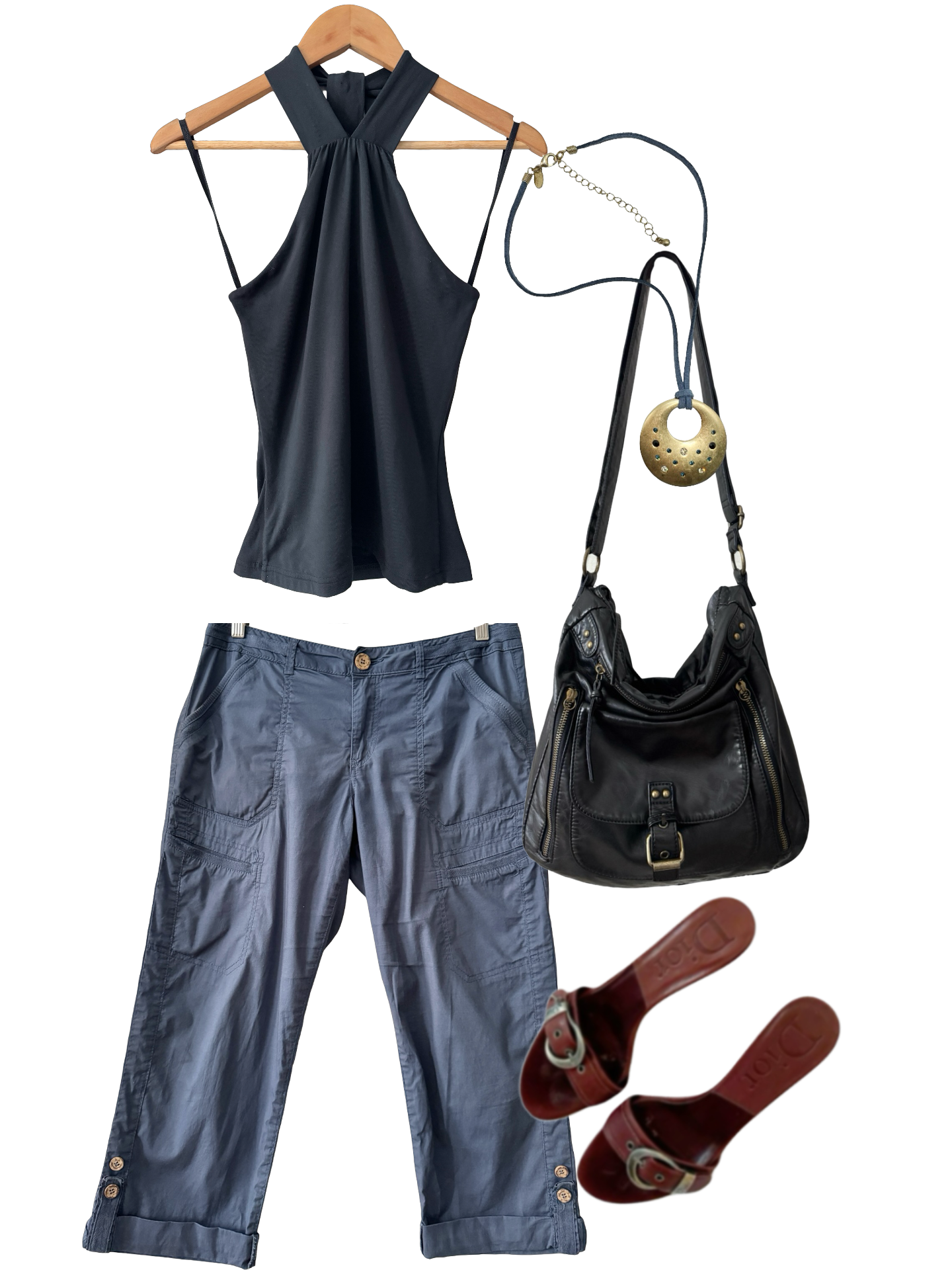 Vintage Y2K Slate Utility Capris (M)