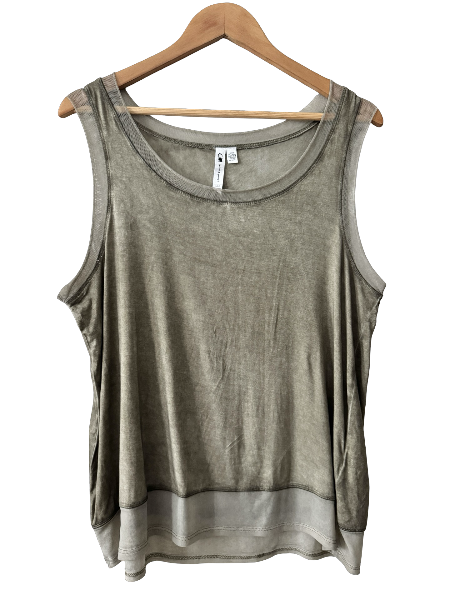 Vintage Olive Mesh Layer Tank (XL)