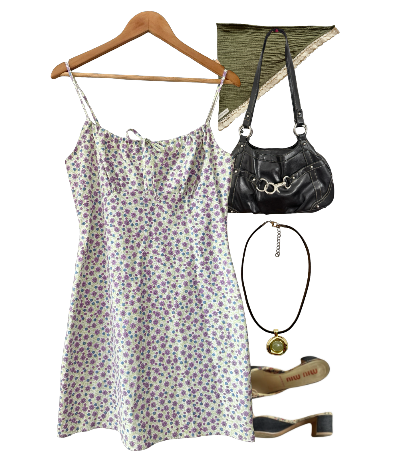 Vintage 90s Ditsy Cotton Mini Dress (M)