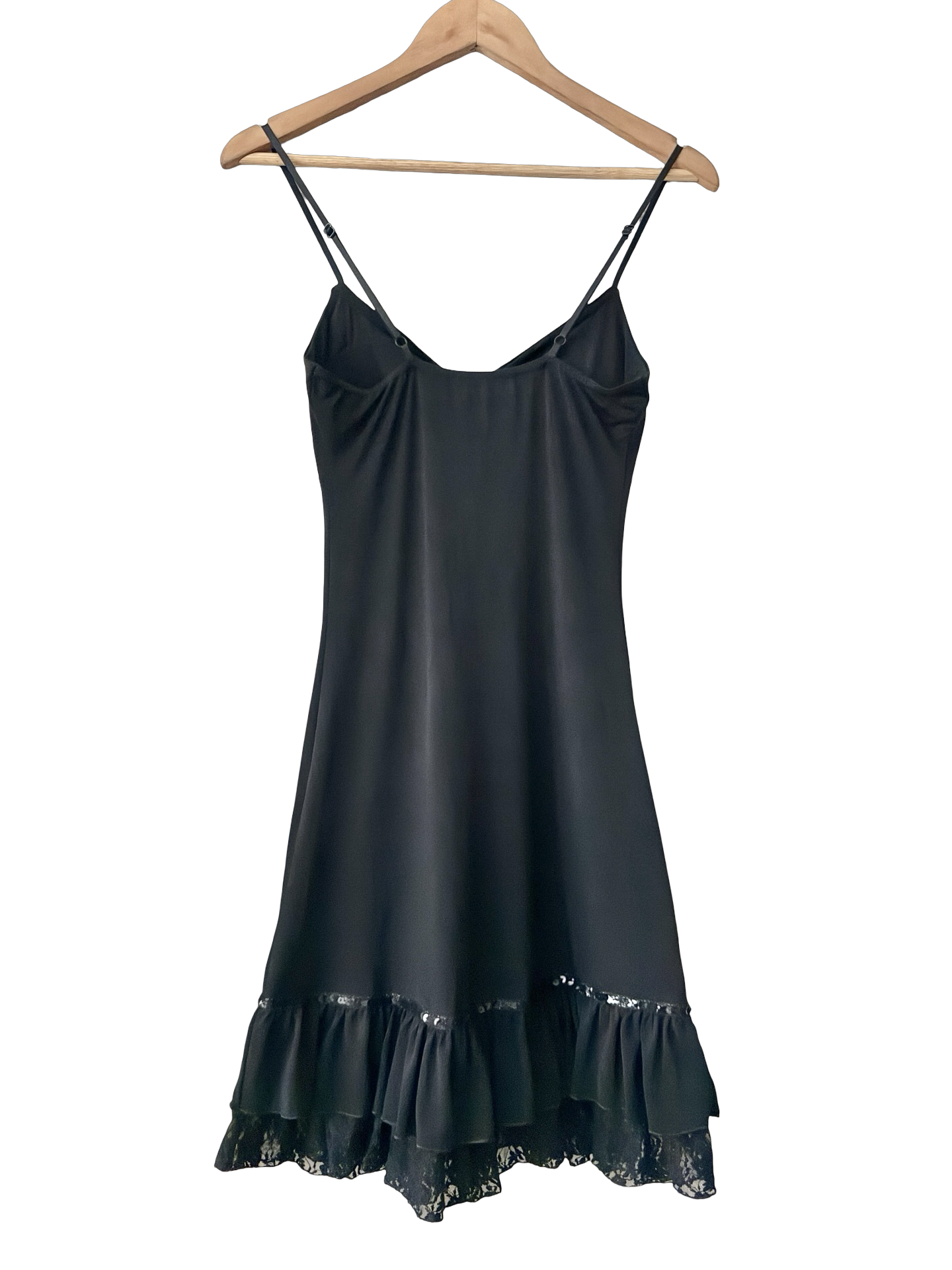 Vintage Y2K French Midnight Ruffle Dress (S)