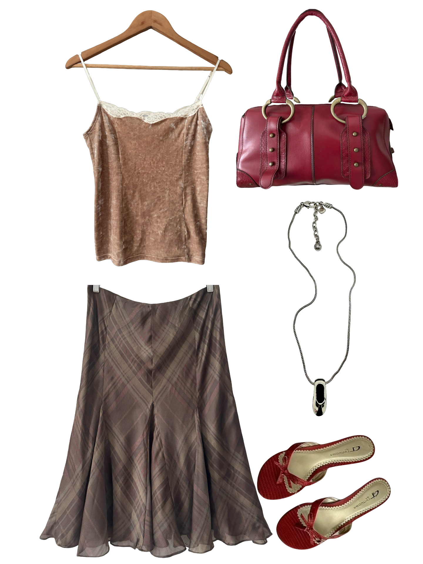 Vintage 90s Champagne Crush Velvet Lace Camisole (S)
