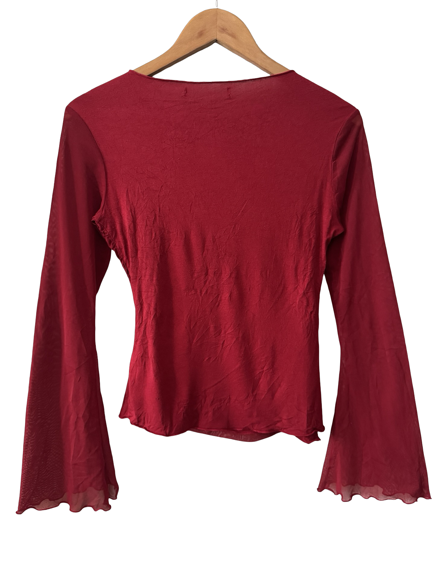 Vintage Y2K Crimson Muse Mesh Top (S-M)