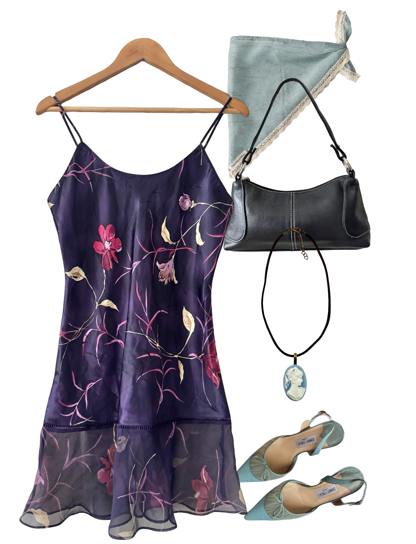 Vintage 90s Midnight Garden Slip Mini Dress (S-M)
