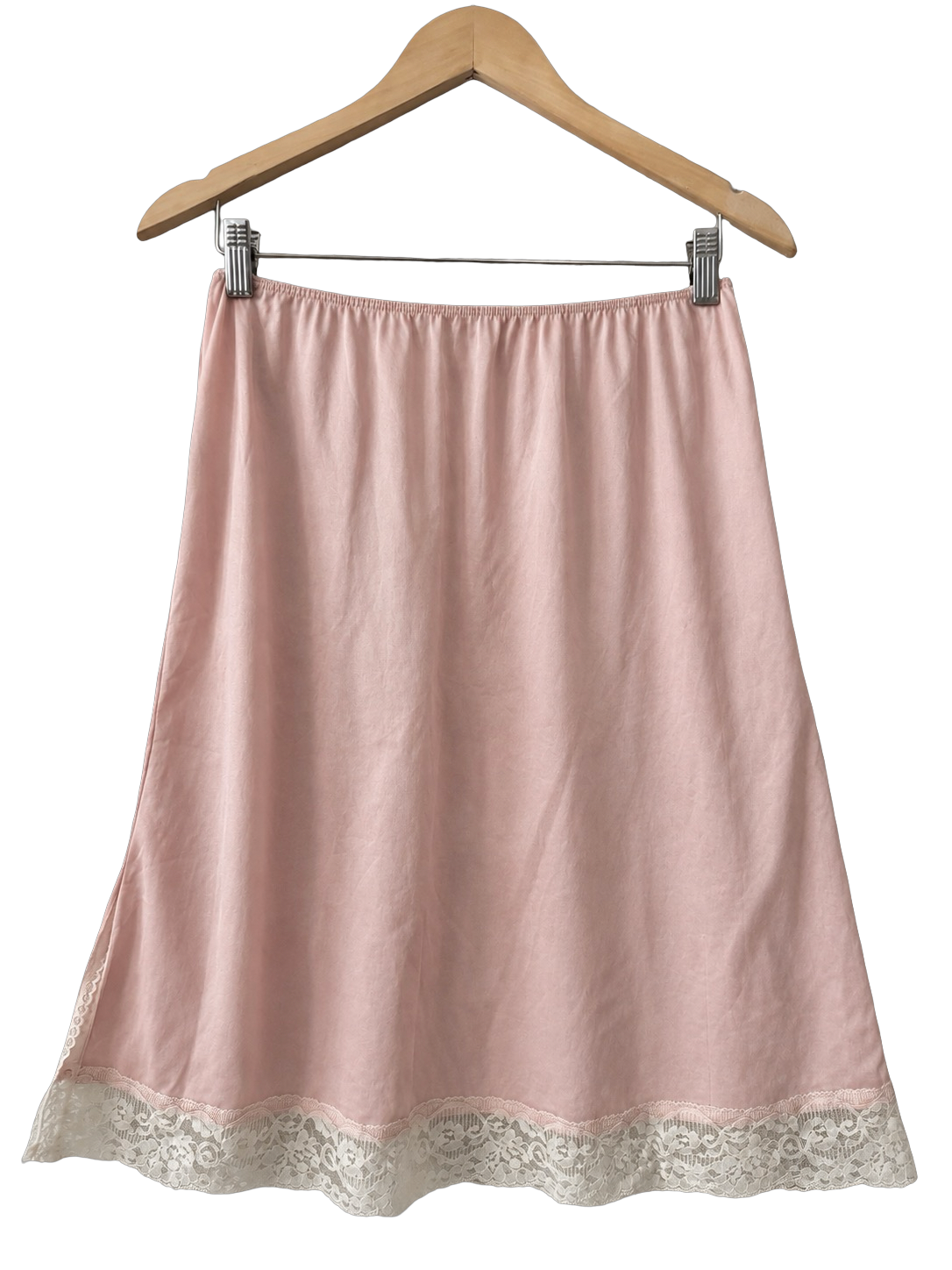 Vintage 60s Strawberry Sorbet Lace Slip Skirt (M/L)
