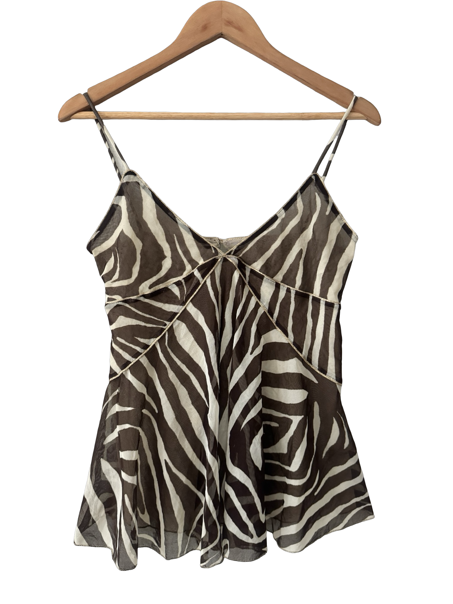 Vintage Y2K Safari Sweetheart Mesh Cami (M)