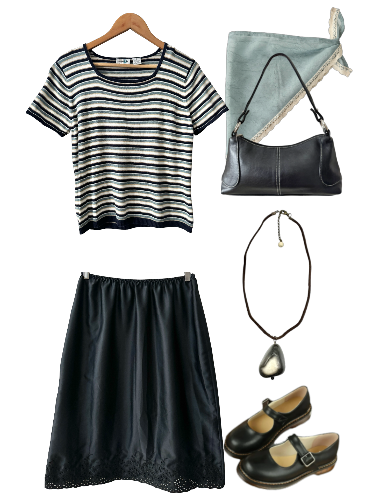 Vintage 90s Coastal Stripe Short Sleeve Knit Top (M/L)