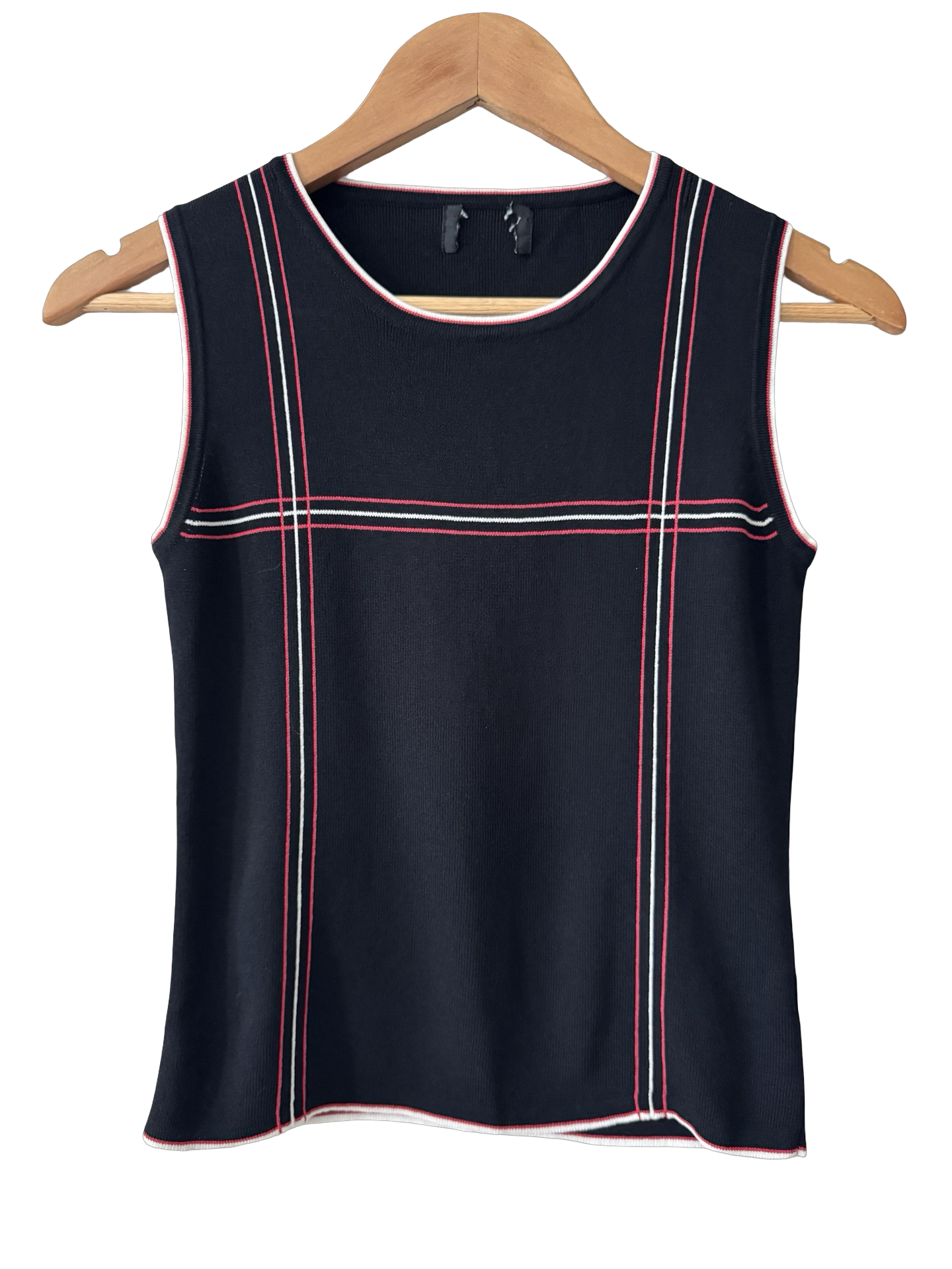 Vintage 90s Black Contrast Knit Tank (S)