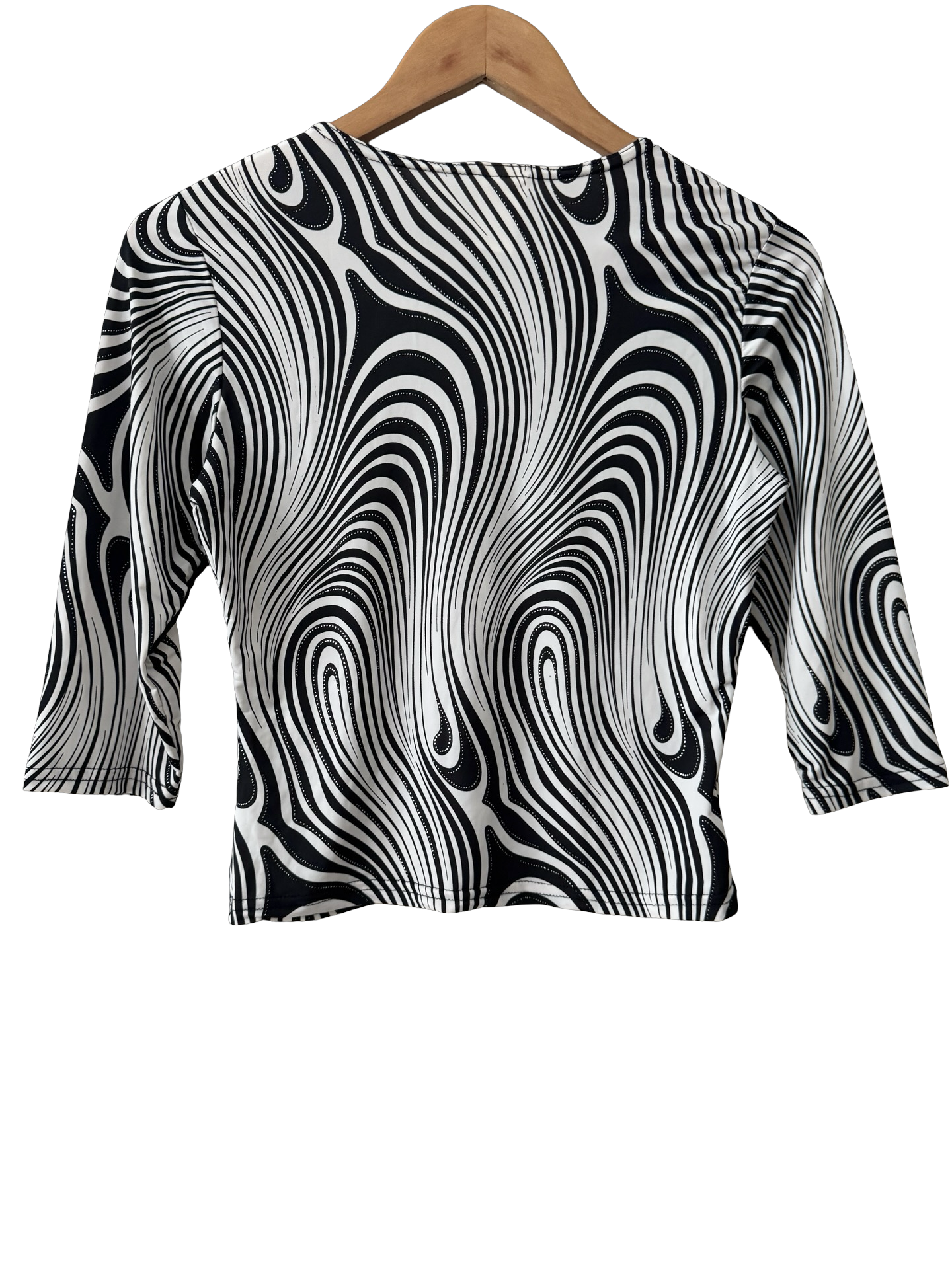 Vintage 90s Monochrome Swirl Knit Top (M)