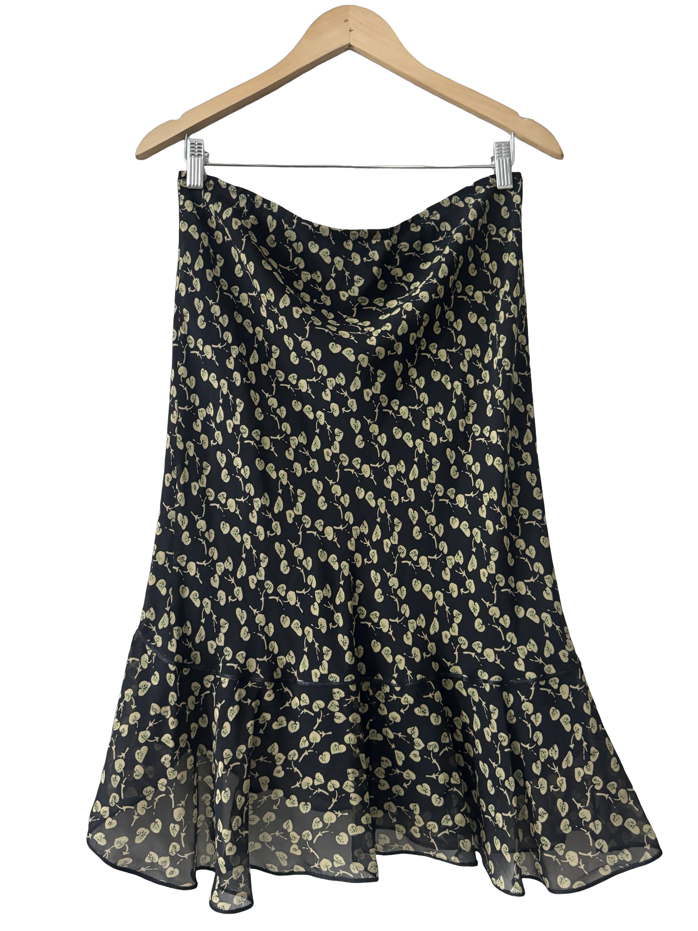 Vintage Y2K Silk Floral Midi Skirt (S/M)