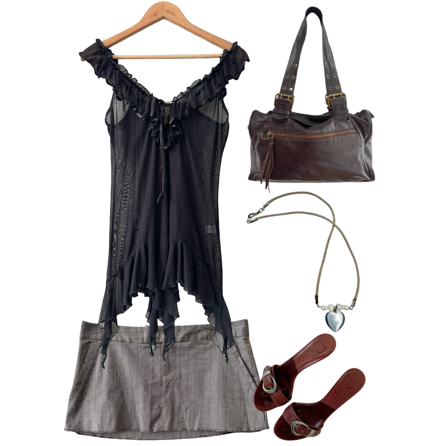 Vintage Y2K Midnight Sheer Fairy Top (M)