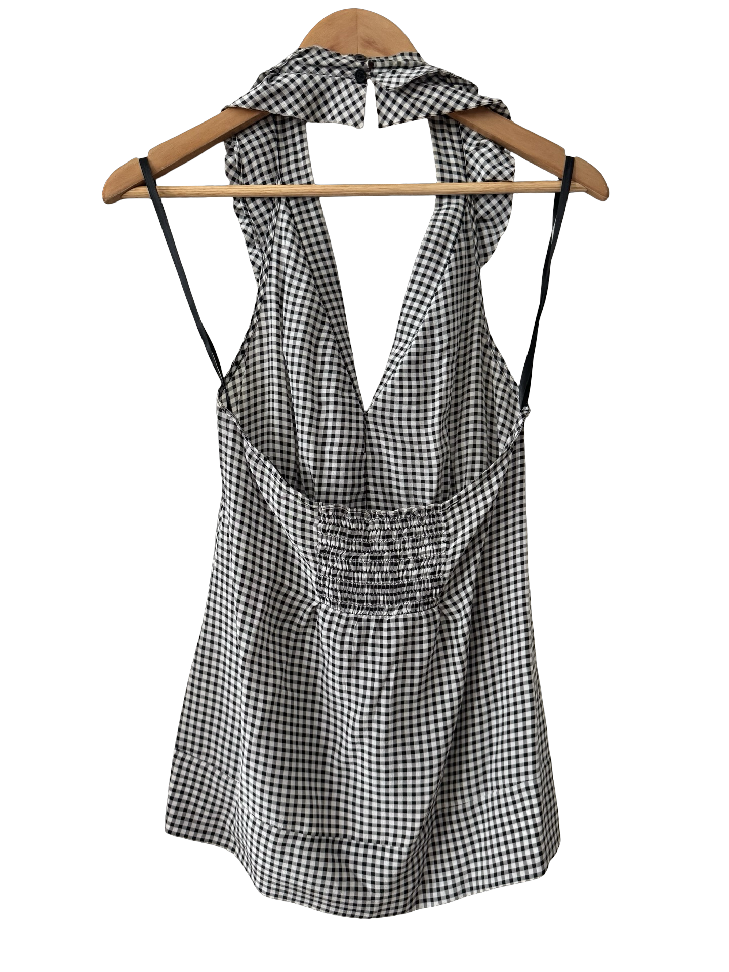 Vintage BCBG Gingham Ruffle Halter Top (S)