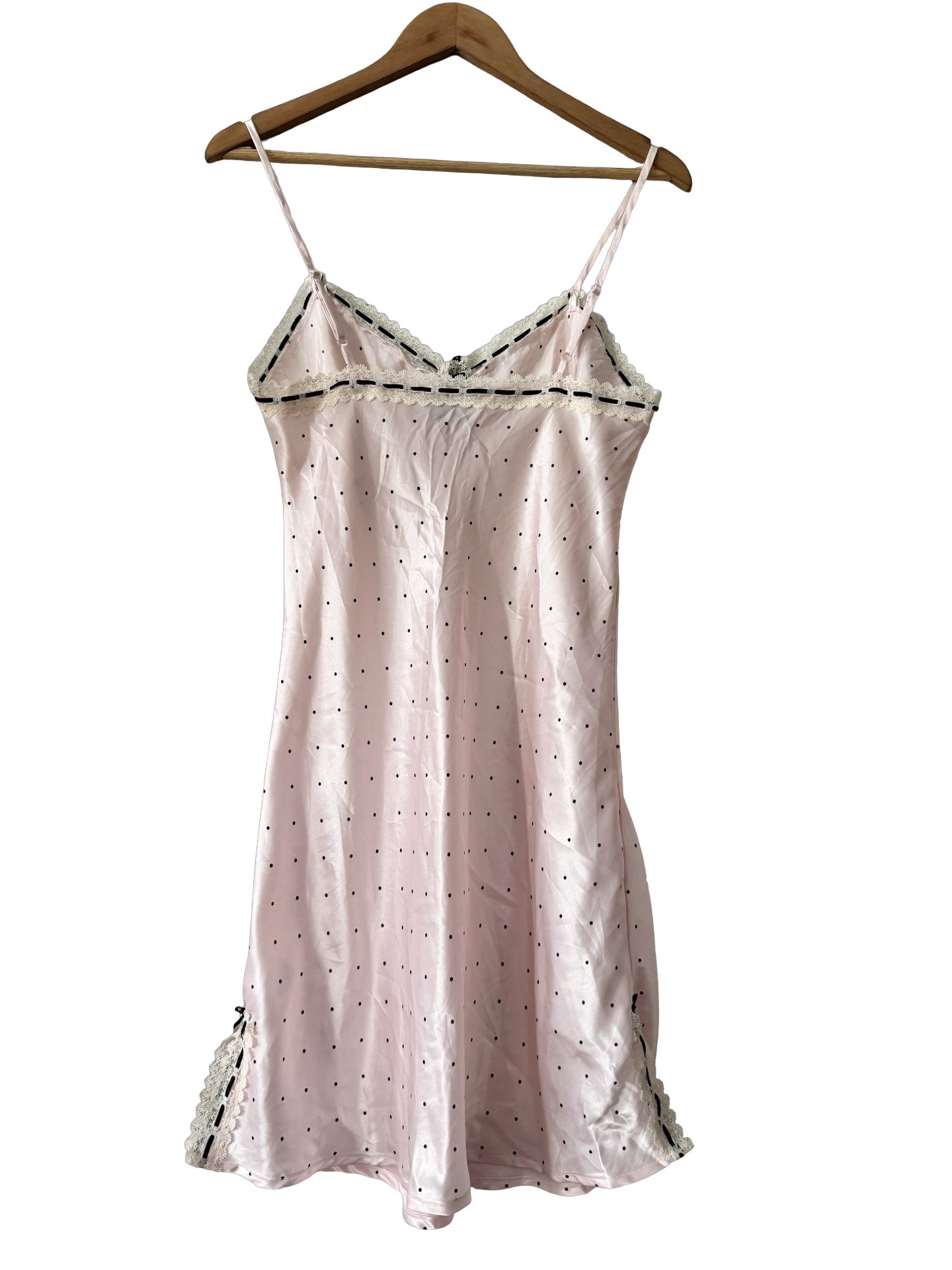 Vintage Y2K Pink Polka Boudoir Slip (M)