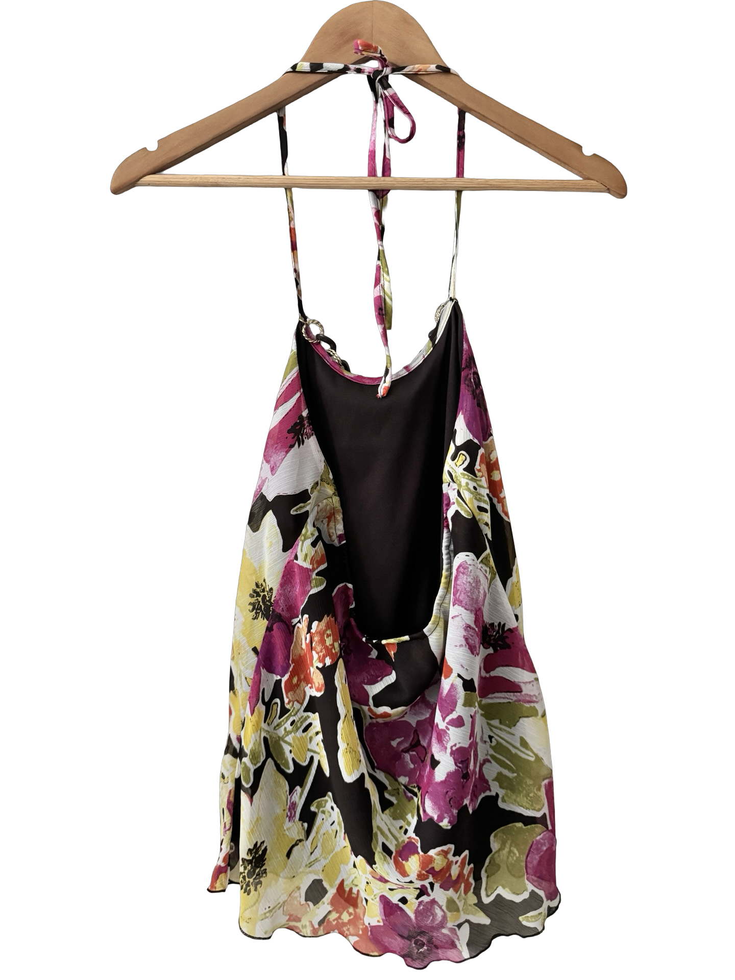 Vintage Y2K Painted Garden Chain Halter Top (M)