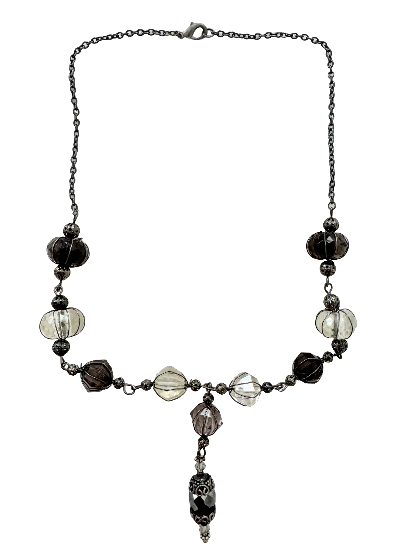 Vintage Smoke Glass Drop Necklace