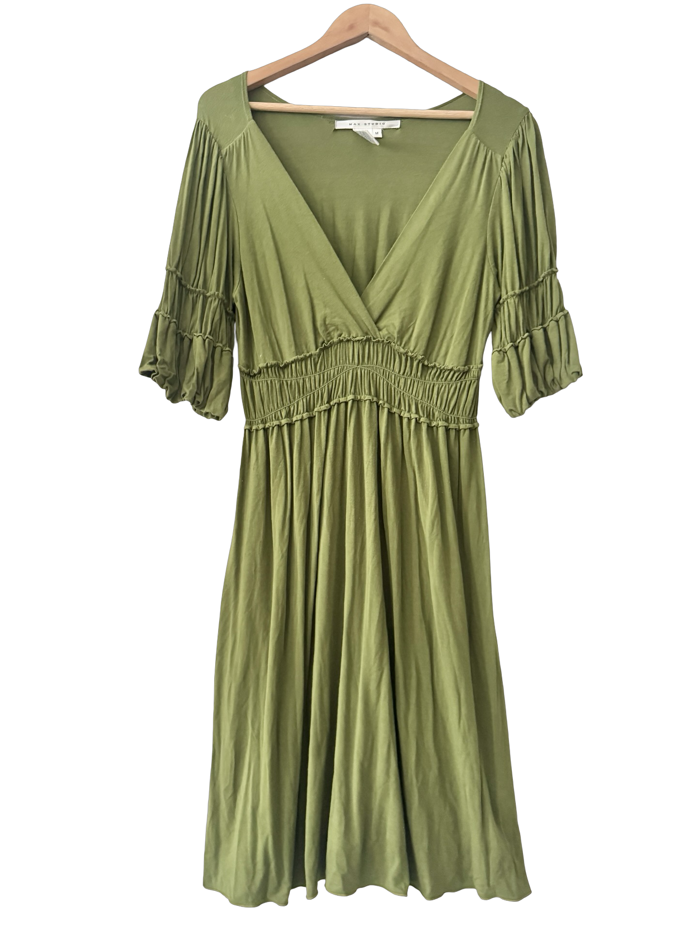 Vintage Y2K Max Studio Olive Babydoll Dress (L)