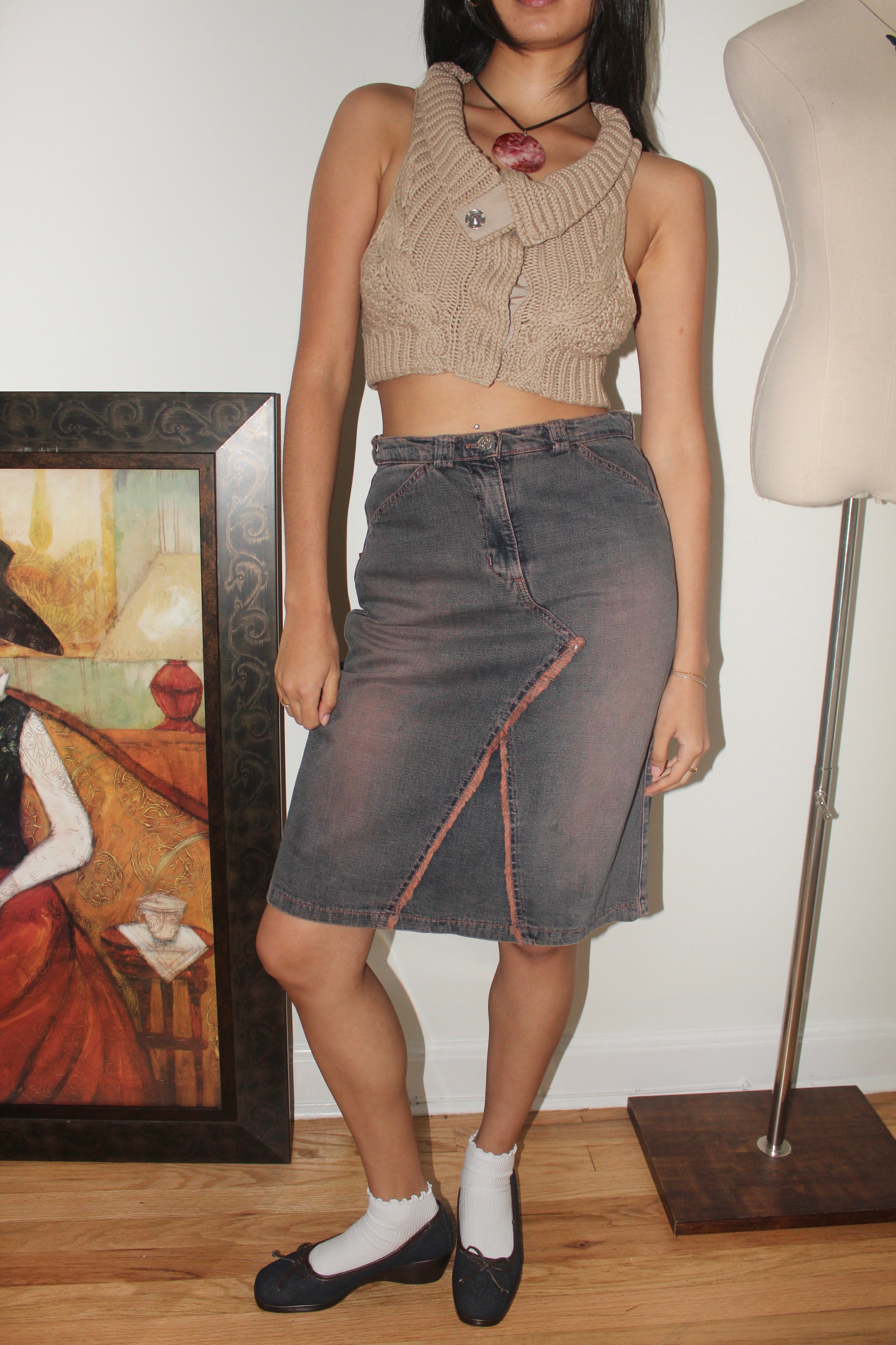 Vintage Y2K GUESS Cream Button Knit (XS)