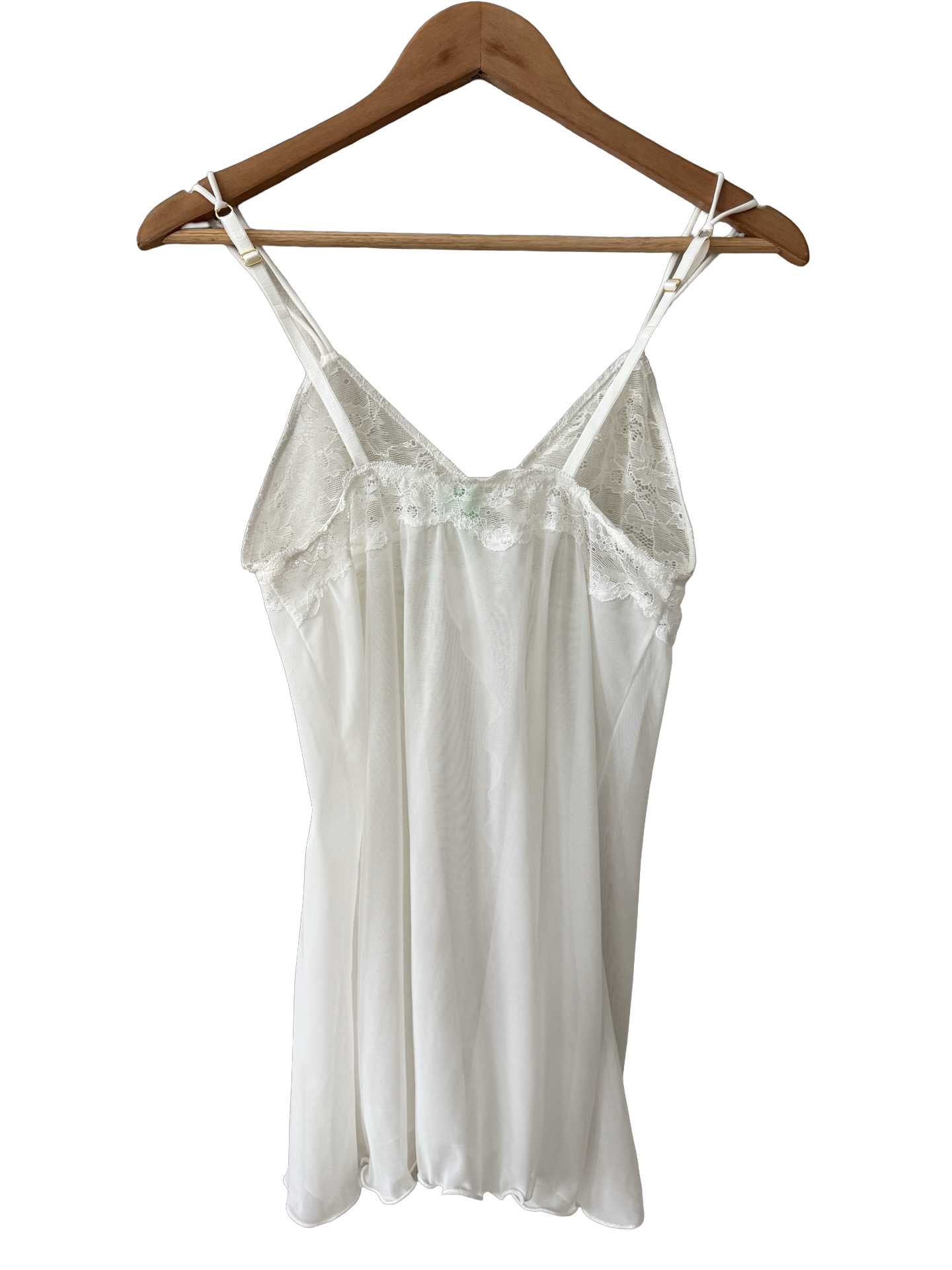 Vintage 90s White Lace Chiffon Babydoll Cami (XS-S)