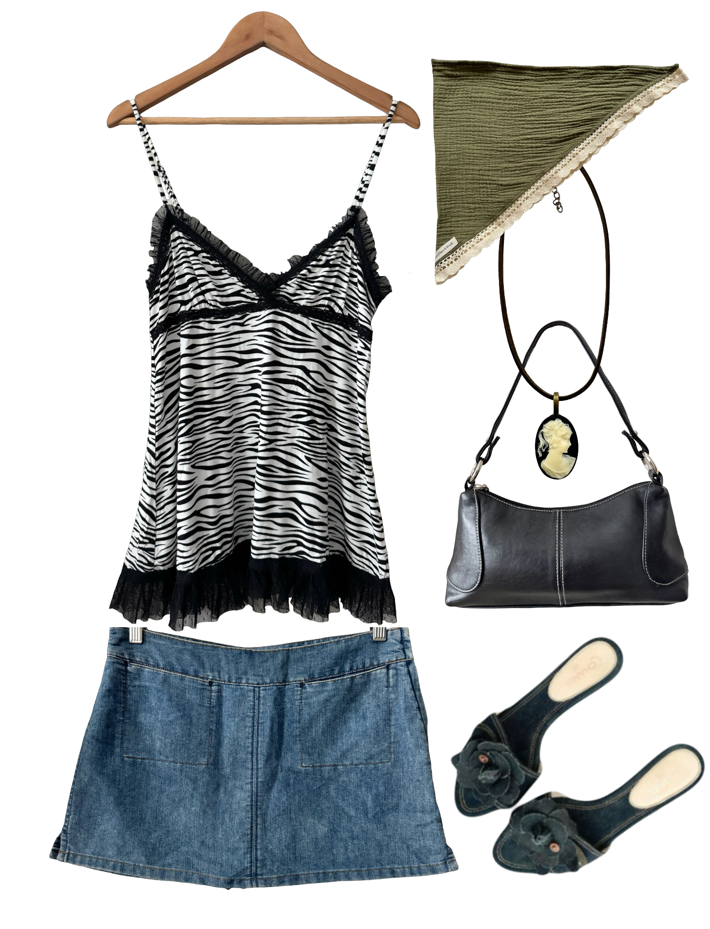 Vintage Y2K Wild Thing Zebra Tulle Cami (L)