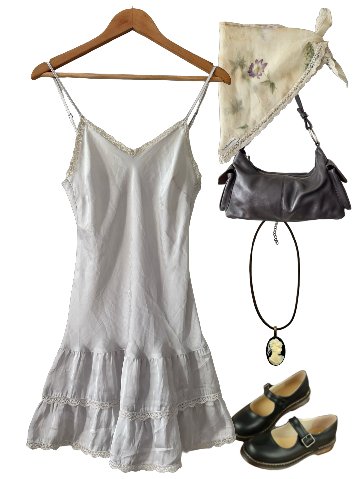 Vintage Y2K French Angel on the Run Lace Slip Dress (S/M)