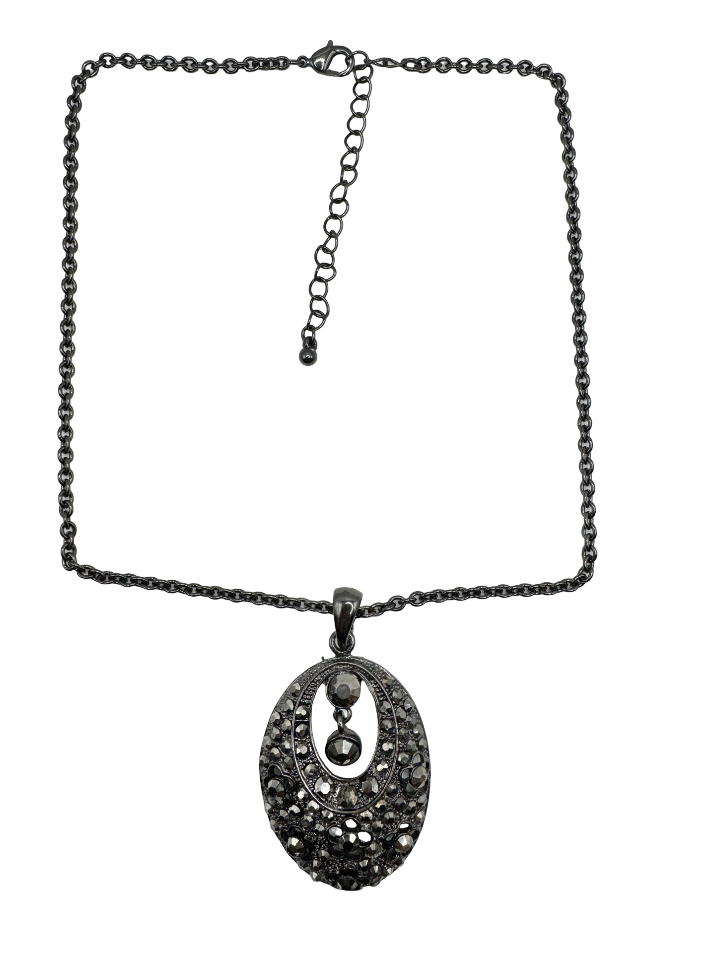 Vintage Y2K Gunmetal Crystal Statement Necklace