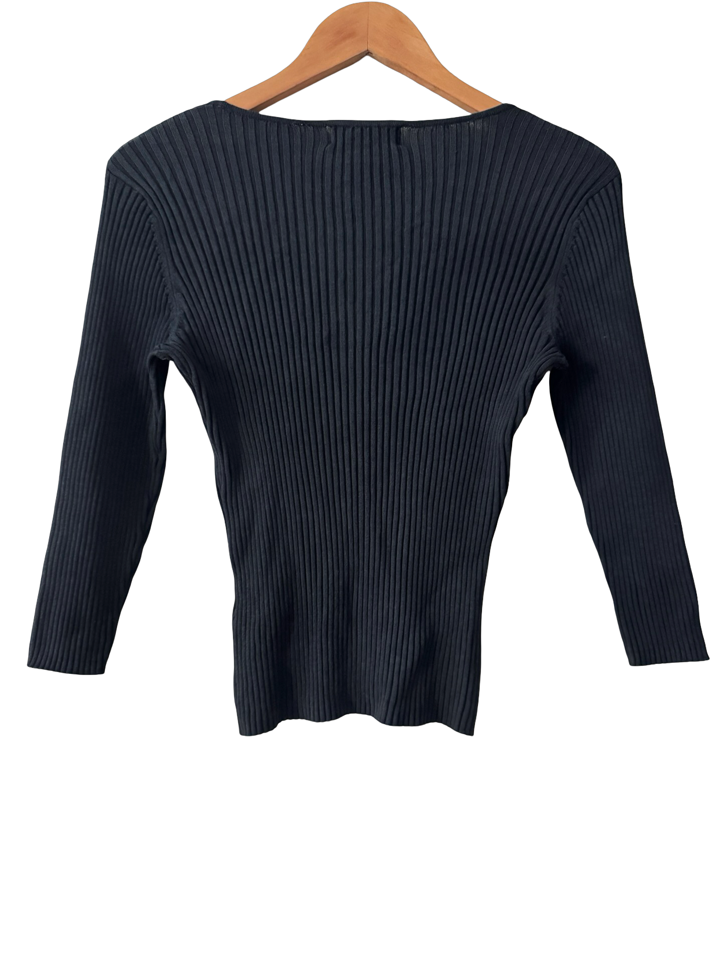 Vintage Y2K Navy Blue Hour Ribbed Silk Knit (M)