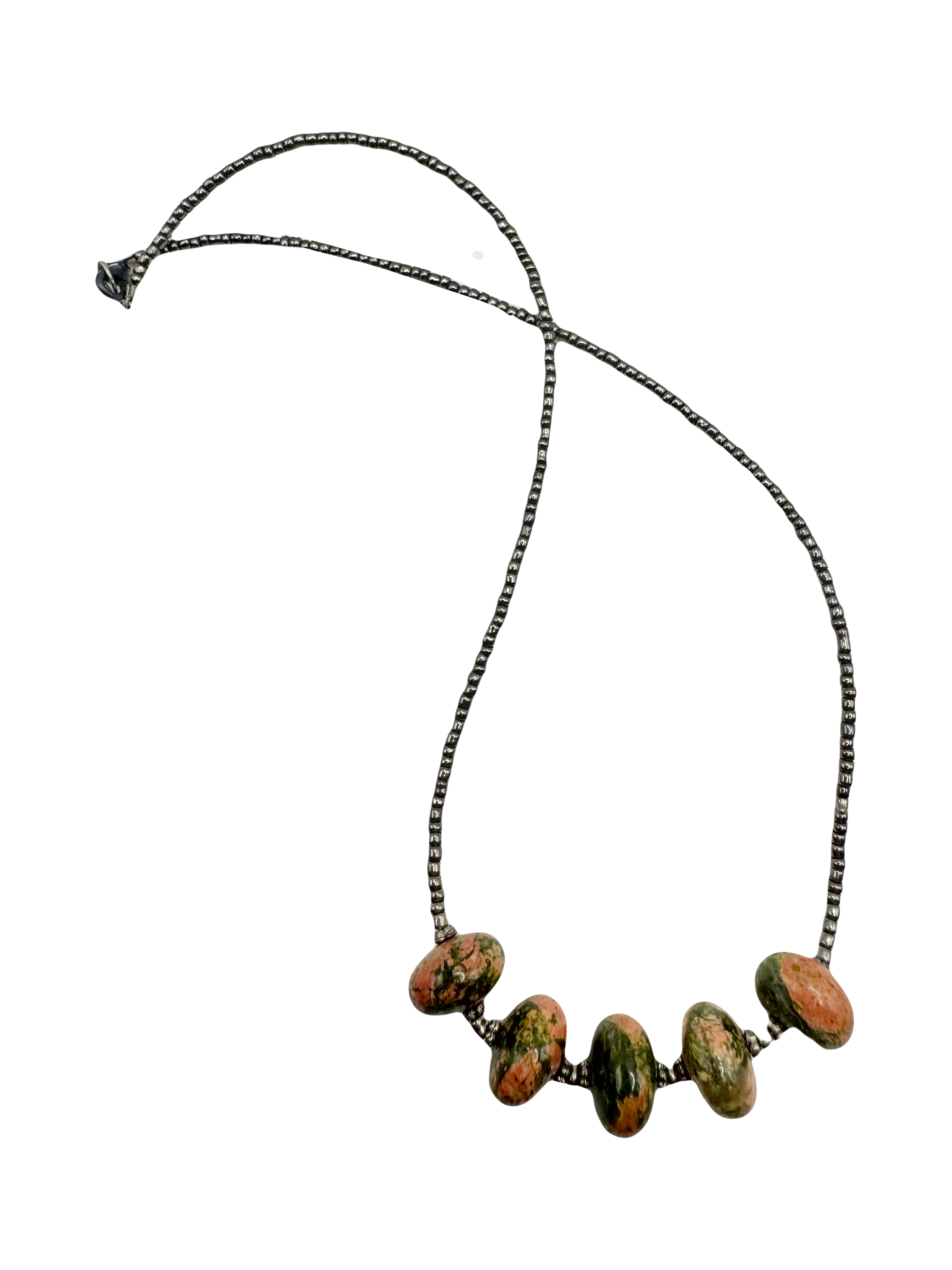 Unakite Stone Minimal Necklace